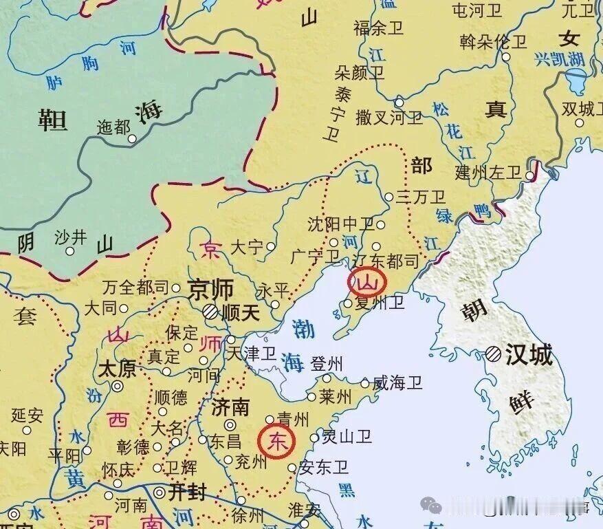 明朝经略东北洪武初年设辽东都指挥使司，其民政、司法、钱粮等事务由山东布政司代管或