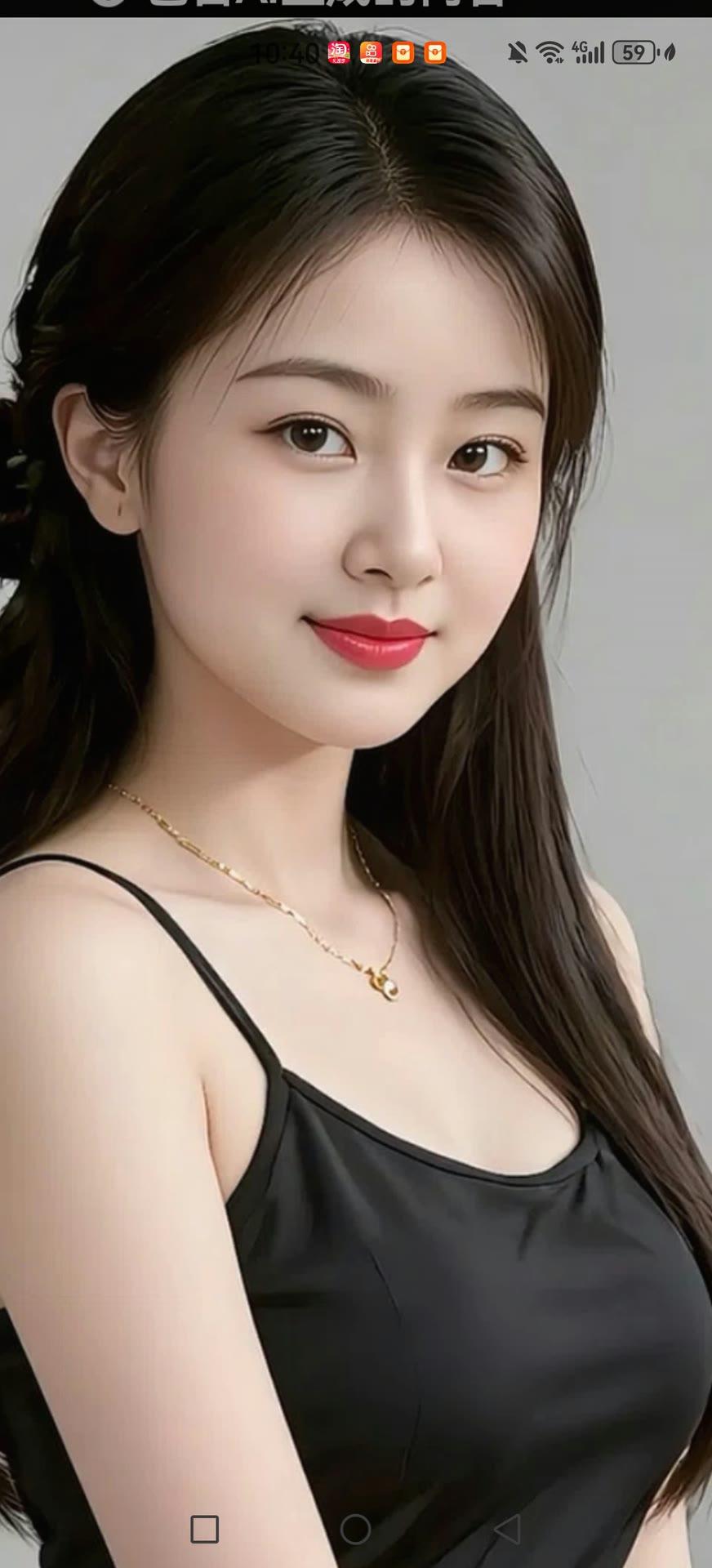 温柔甜美的少女，黑发红唇，气质优雅。