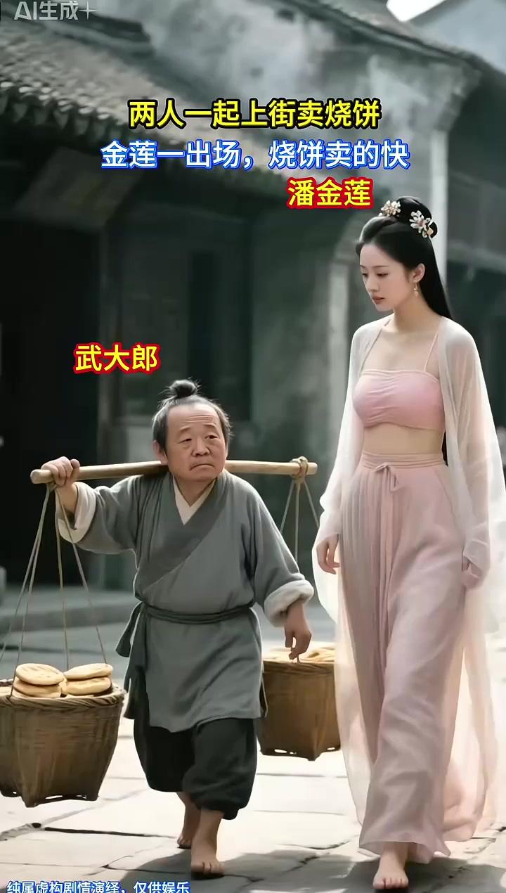 走在大街上，
谁不回头望。
不是买吹饼，
是看他对象。