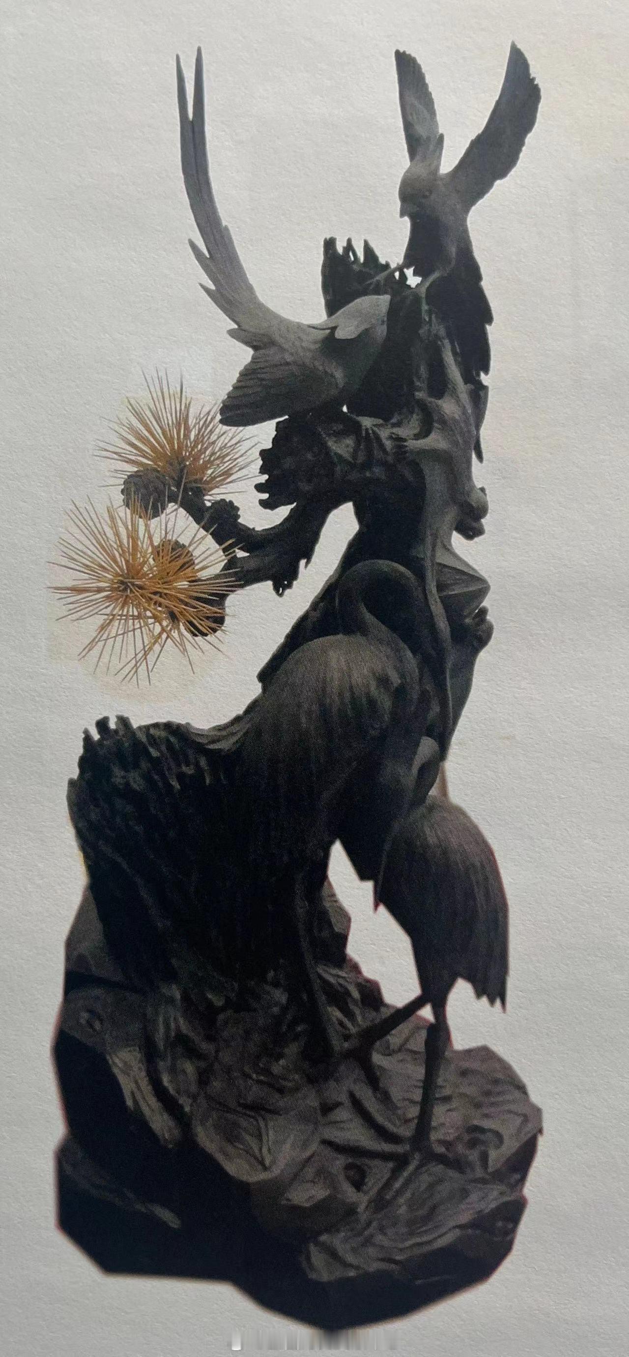#上海非遗##紫檀雕刻#福寿禄作者：喻立新年代：2006年规格：31x30x56