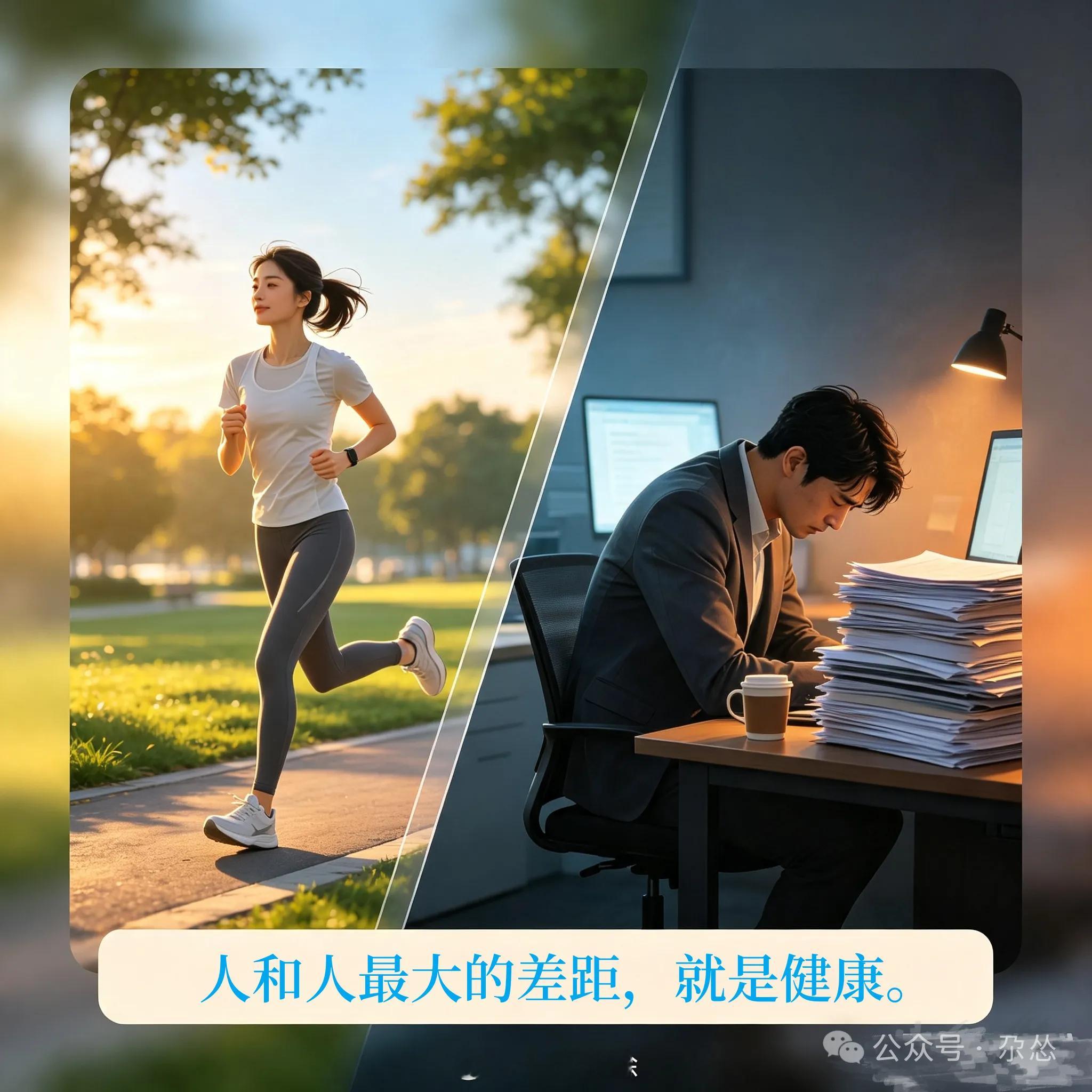 微言人和人最大的差距  人和人最大的差距，就是健康。身体不是成本，而是你最重要的