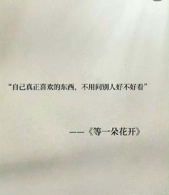 自己真正喜欢的东西，不用问别人好不好看。——《等一朵花开》