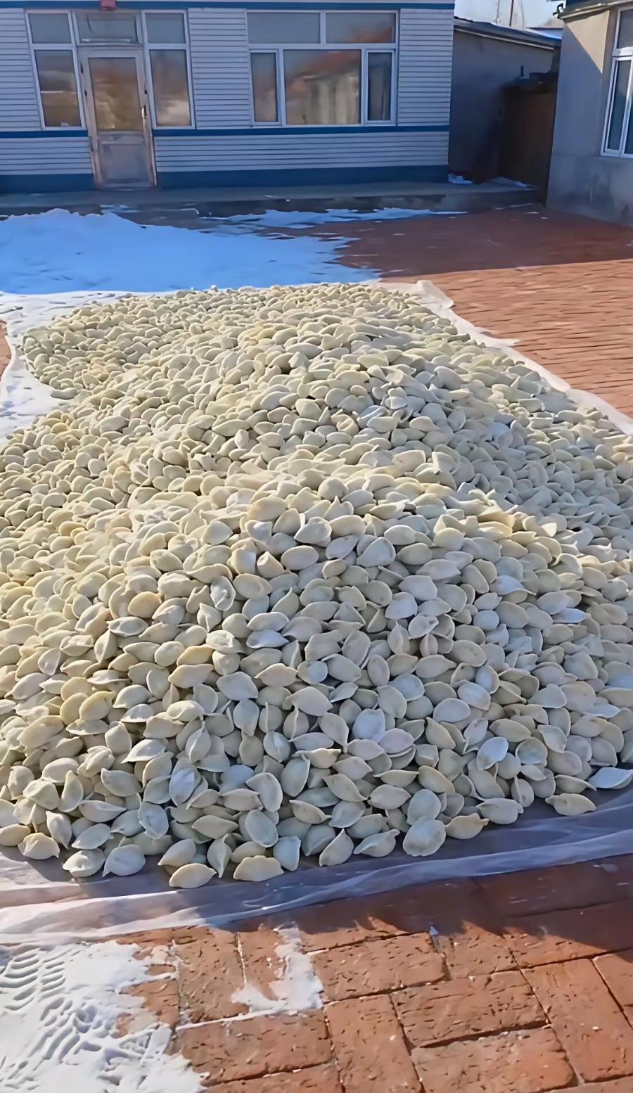 作为海南人，我见过晒稻谷，晒萝卜干，晒鱼干的，可是，晒饺子🥟，我还是头一回听说