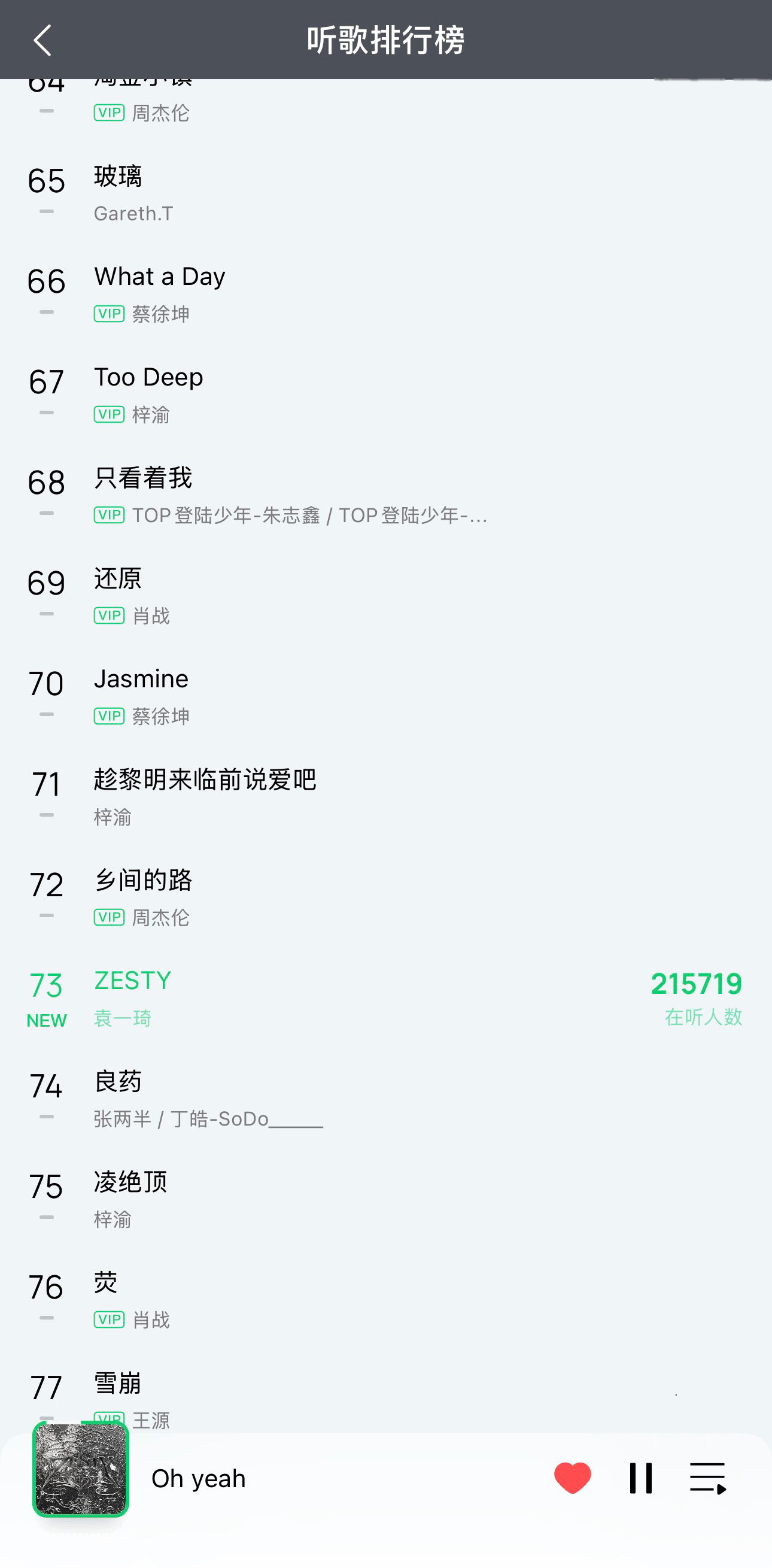 这个榜 貌似只有qiqi一个女歌手哎