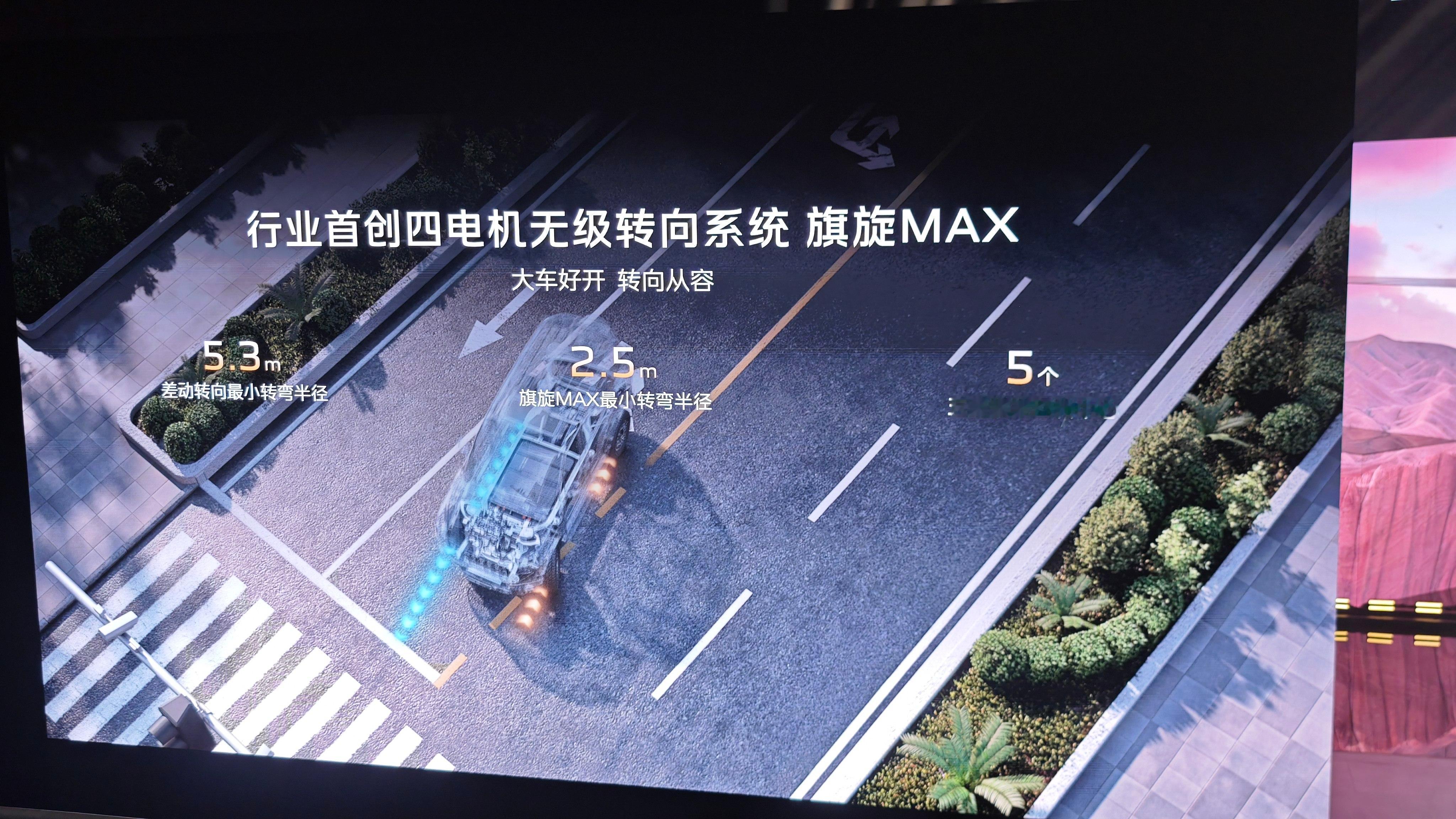 红旗这次把四电机的差速掉头玩出了新花样，不是非要原地掉头，而是动态调节差速，可以