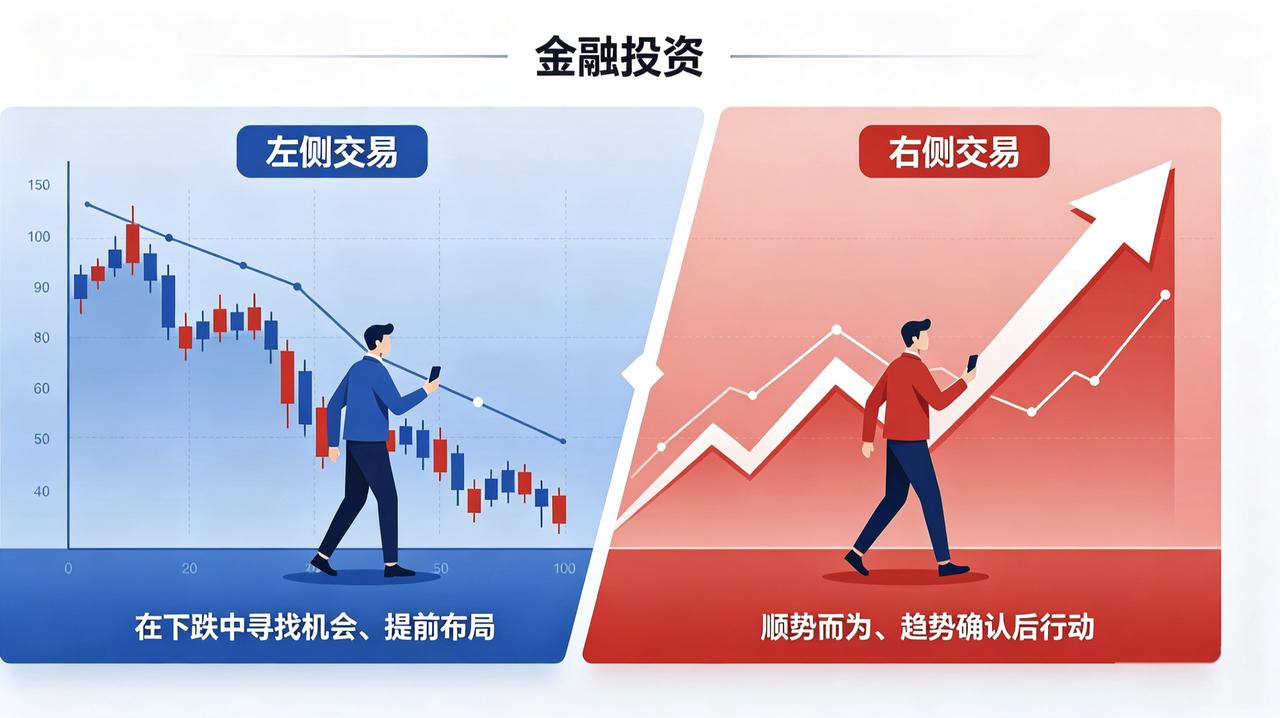 短线只做右侧交易，中长可看左侧。
确定性的右侧交易，不确定性的左侧交易。