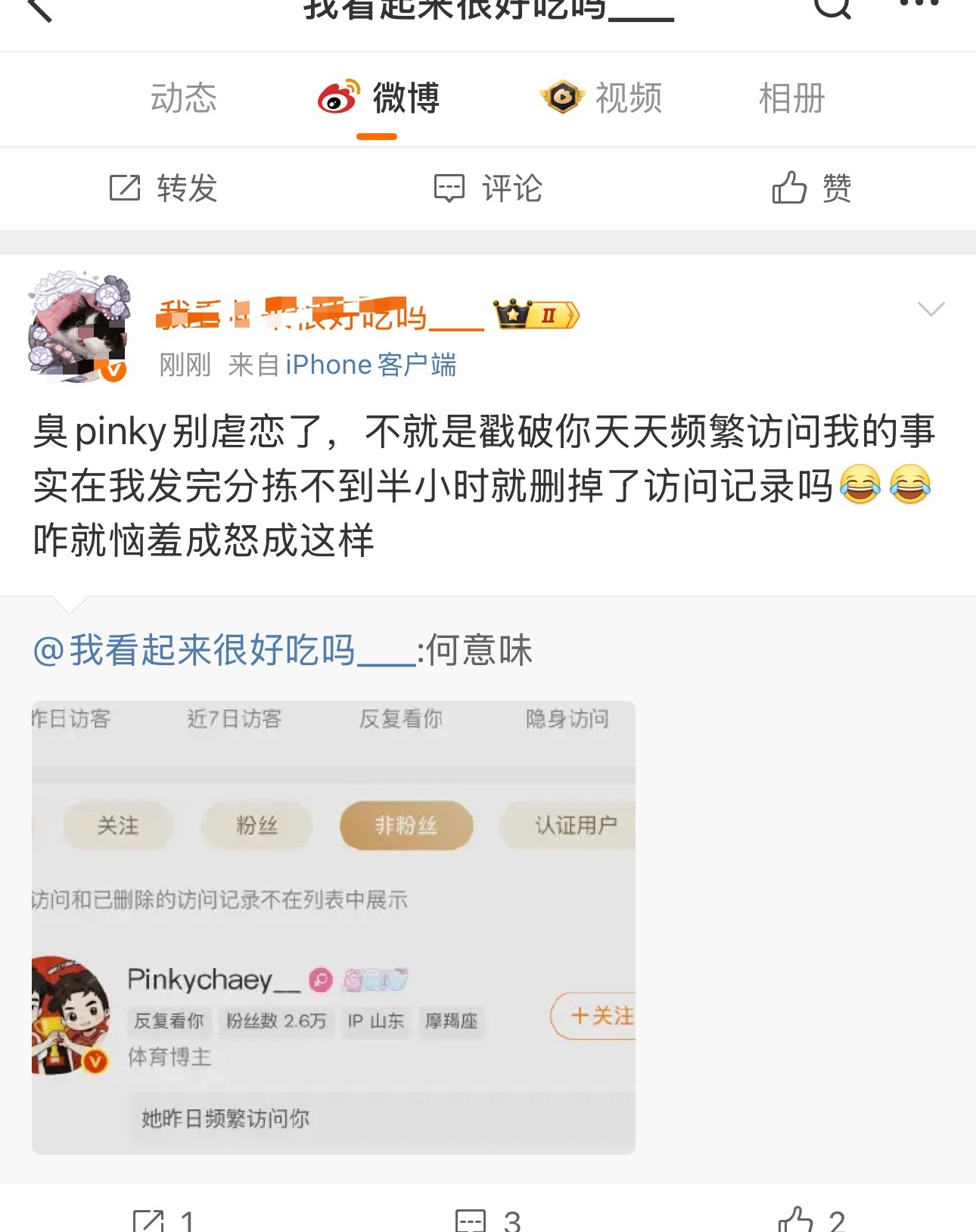 老美星嬷觉得截图到我的访问记录一副自己很有面的样子，其实她不知道我昨天浏览她主页