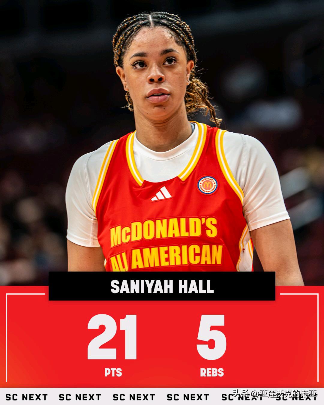 东部在麦当劳全明星赛击败西部球队，USC全美第一Saniyah Hall单场21