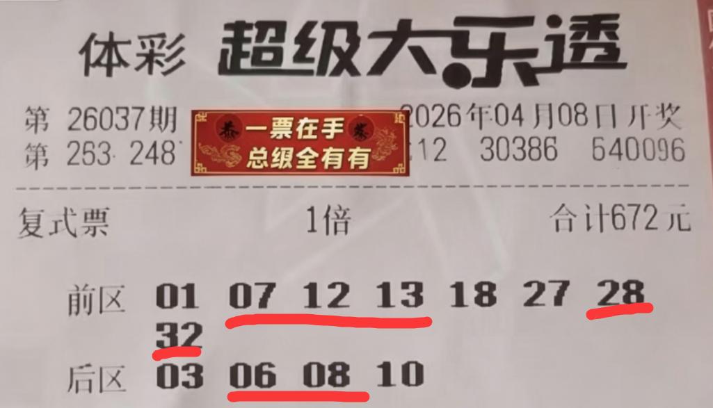 898万大奖票！彩友672元的8+4复式全中5+2，顺利拿下头奖二等奖共计898