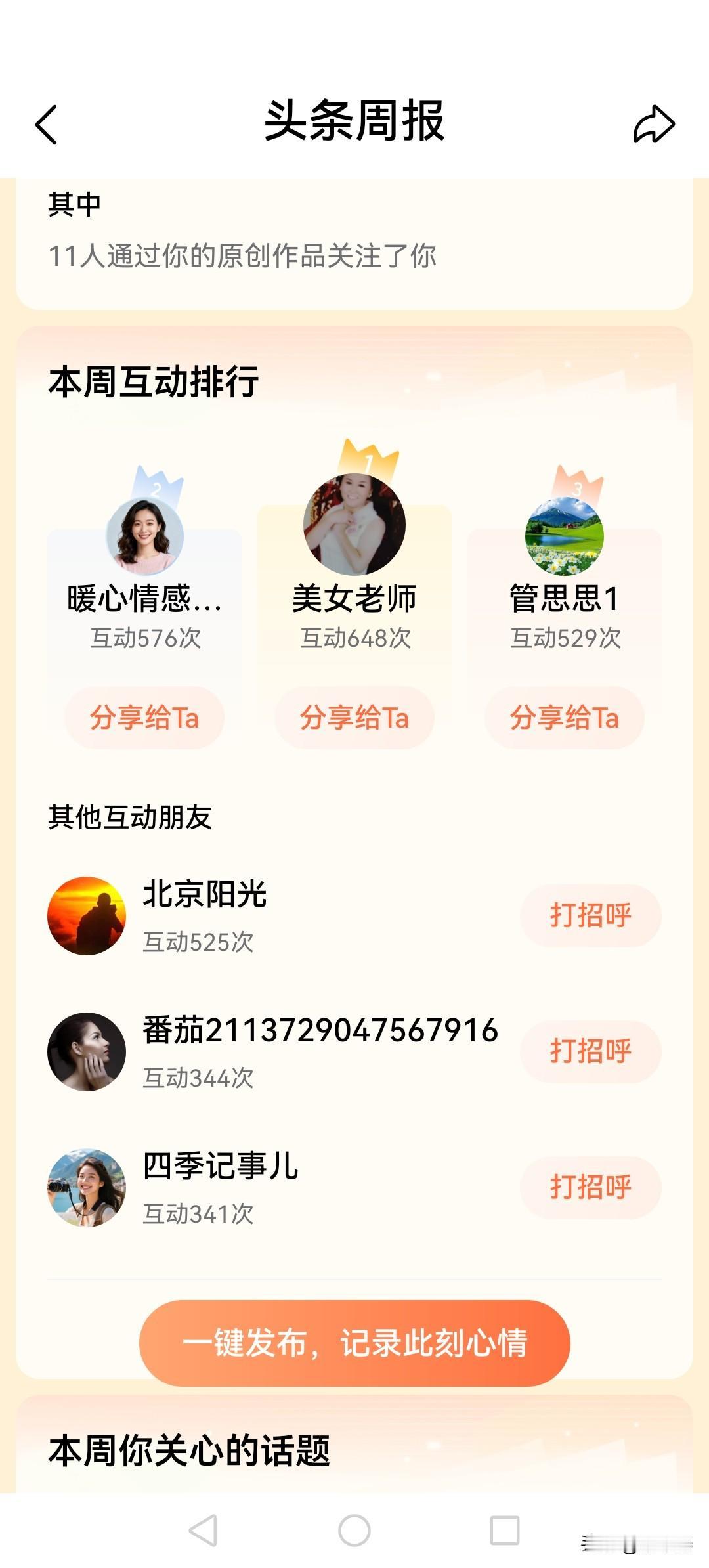 孙中涛我的头条周报来了，想知道谁是我的互动之星！