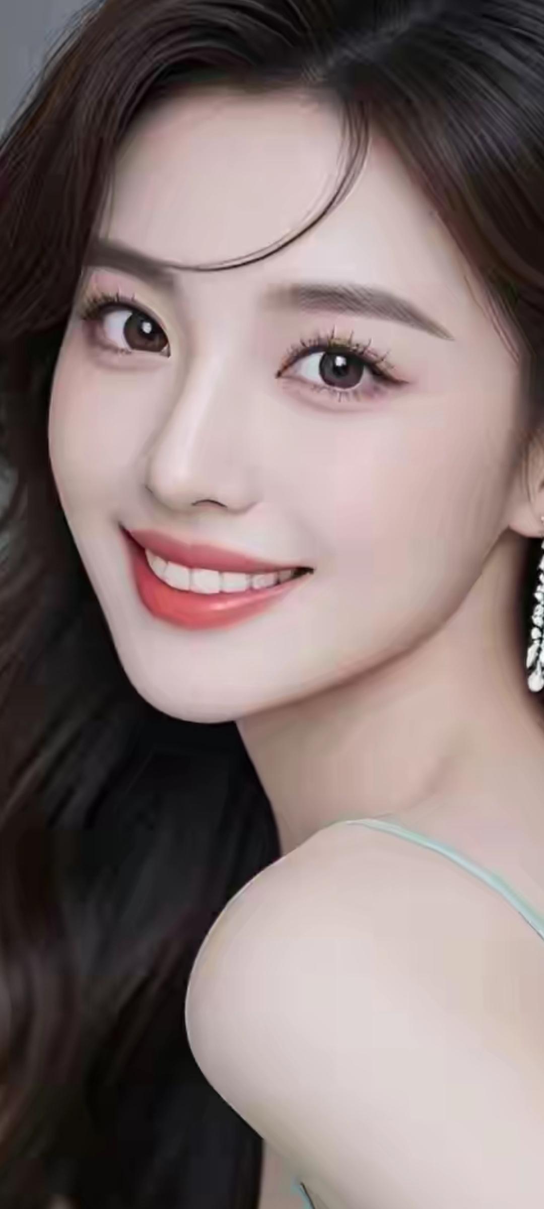 甜美笑容，闪耀耳环，优雅气质，完美妆容