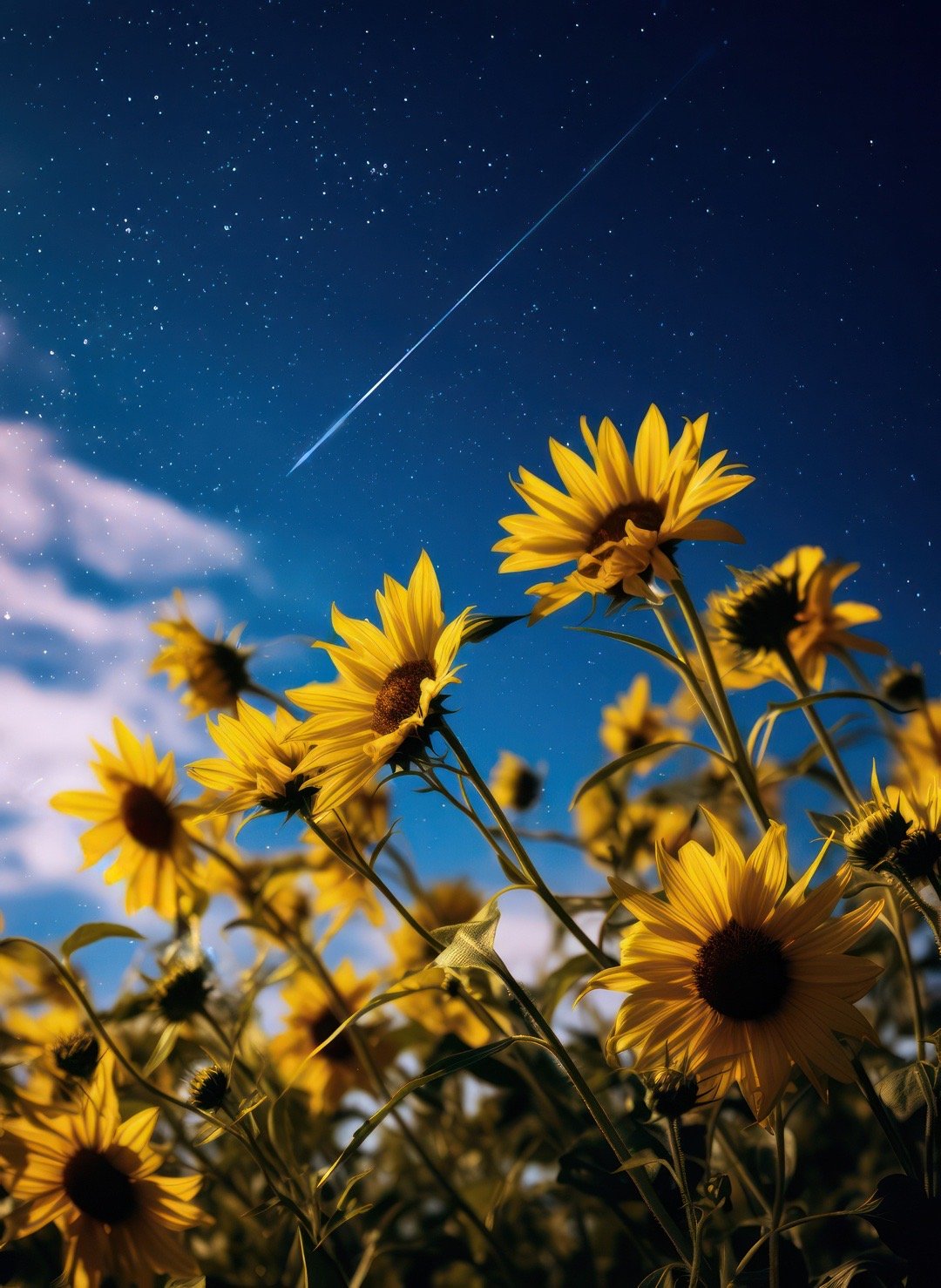 在夜晚花海，仰望星空。流星划过远古的光芒，也诉说着无尽的感伤。 ​​​