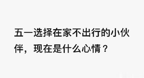 在网上看到五一这几天的各种堵，各种人海，选择在家不出行的小伙伴，在想啥，是什么心