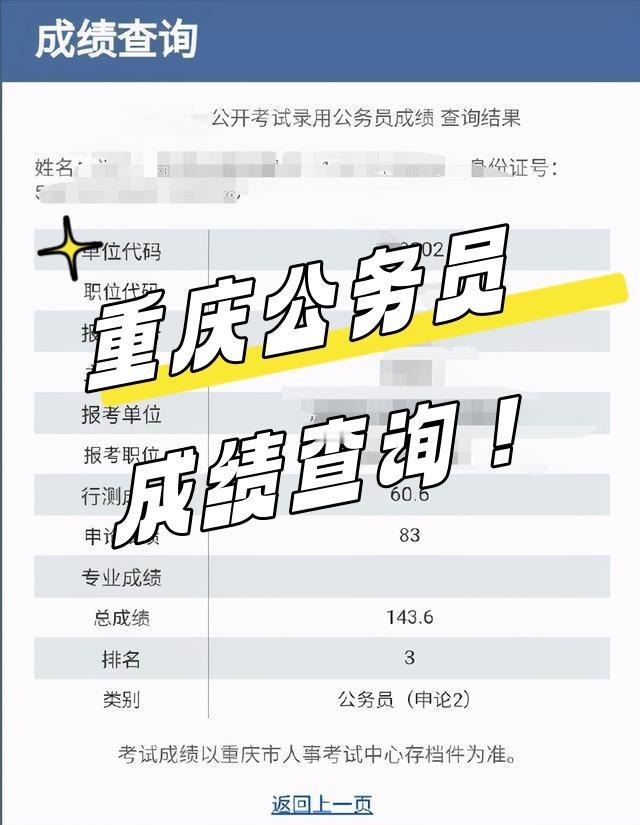 快查成绩！2024重庆省考成绩已出！
奔走相告！出了！出了！
查完成绩，在进面名