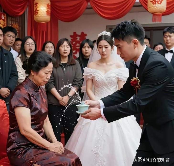 新郎给岳母敬茶时喊了3次妈，岳母都没抬眼皮接，男子看向老婆，老婆竟也没有帮忙的意