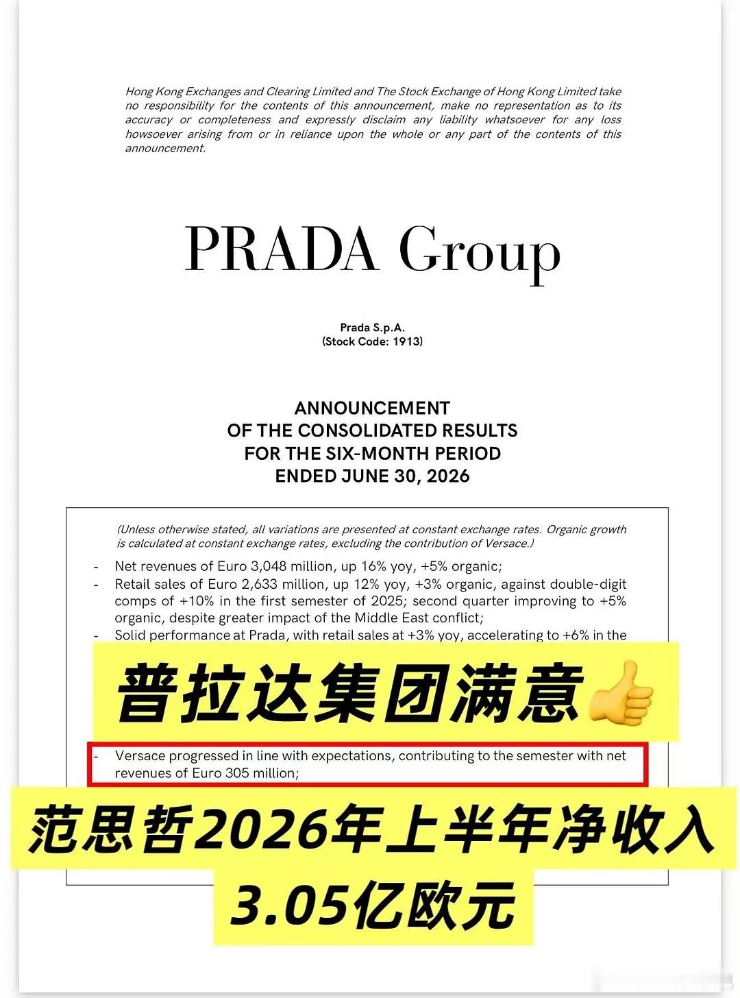 丁禹兮 范思哲双线代言拉动普拉达财报营收，范思哲上半年净收入3.05亿欧元！ 