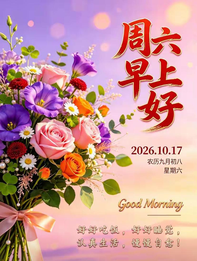 [福]2026./10月17日，周六愉快，秋光润心宽，福气伴身旁[福]

🍂?