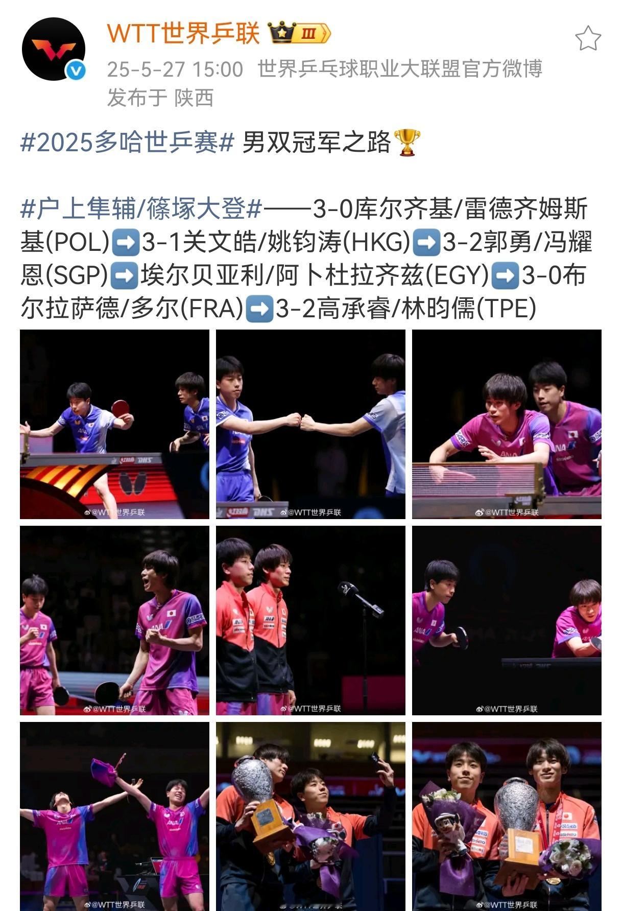 国乒混团世界杯八连胜对手是世锦赛男双金牌，你们真当日本组合是什么无名之辈吗？男双