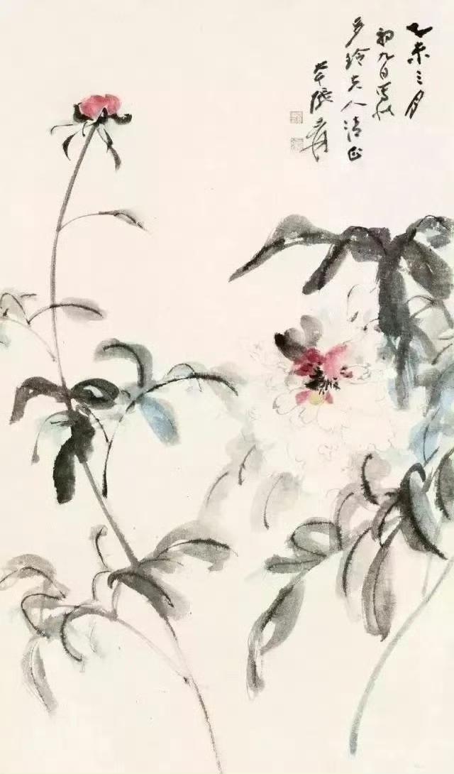 张大千画的芍药，那叫一个妖娆！他一生爱花，尤其钟情芍药，还自称“花奴”。他画芍药