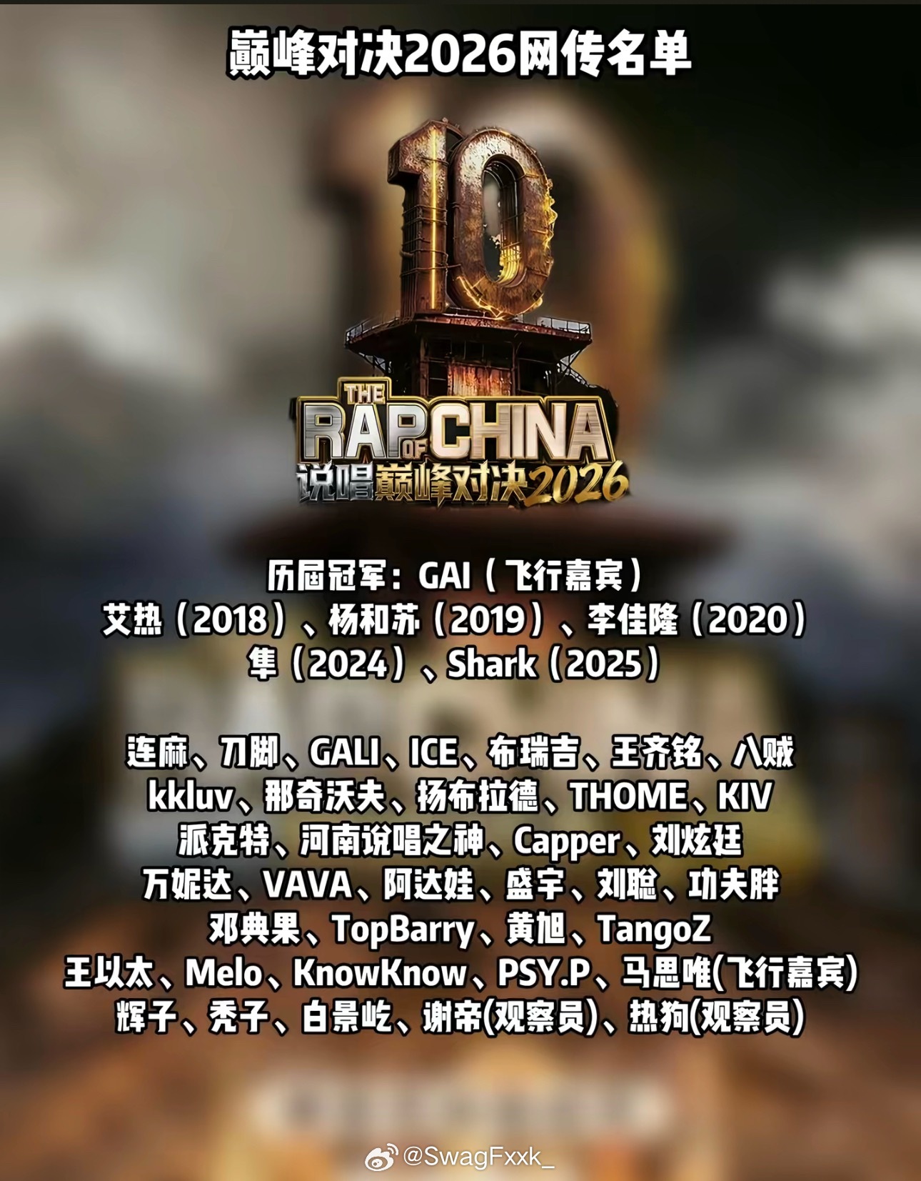《巅峰对决》网传出新阵容！GAI、马思唯等都是嘉宾！这阵容你觉得怎么样！巅峰对决