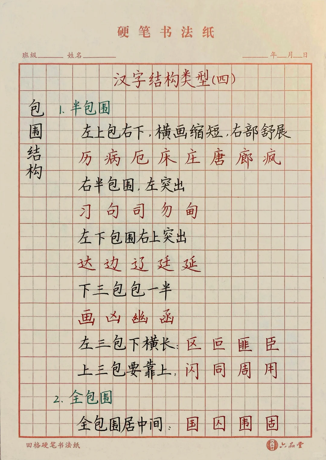 汉字结构类型（四）包围结构