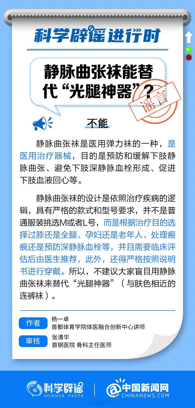#科学辟谣进行时#【静脉曲张袜能替代“光腿神器”？】#静脉曲张袜不能替代光腿神器