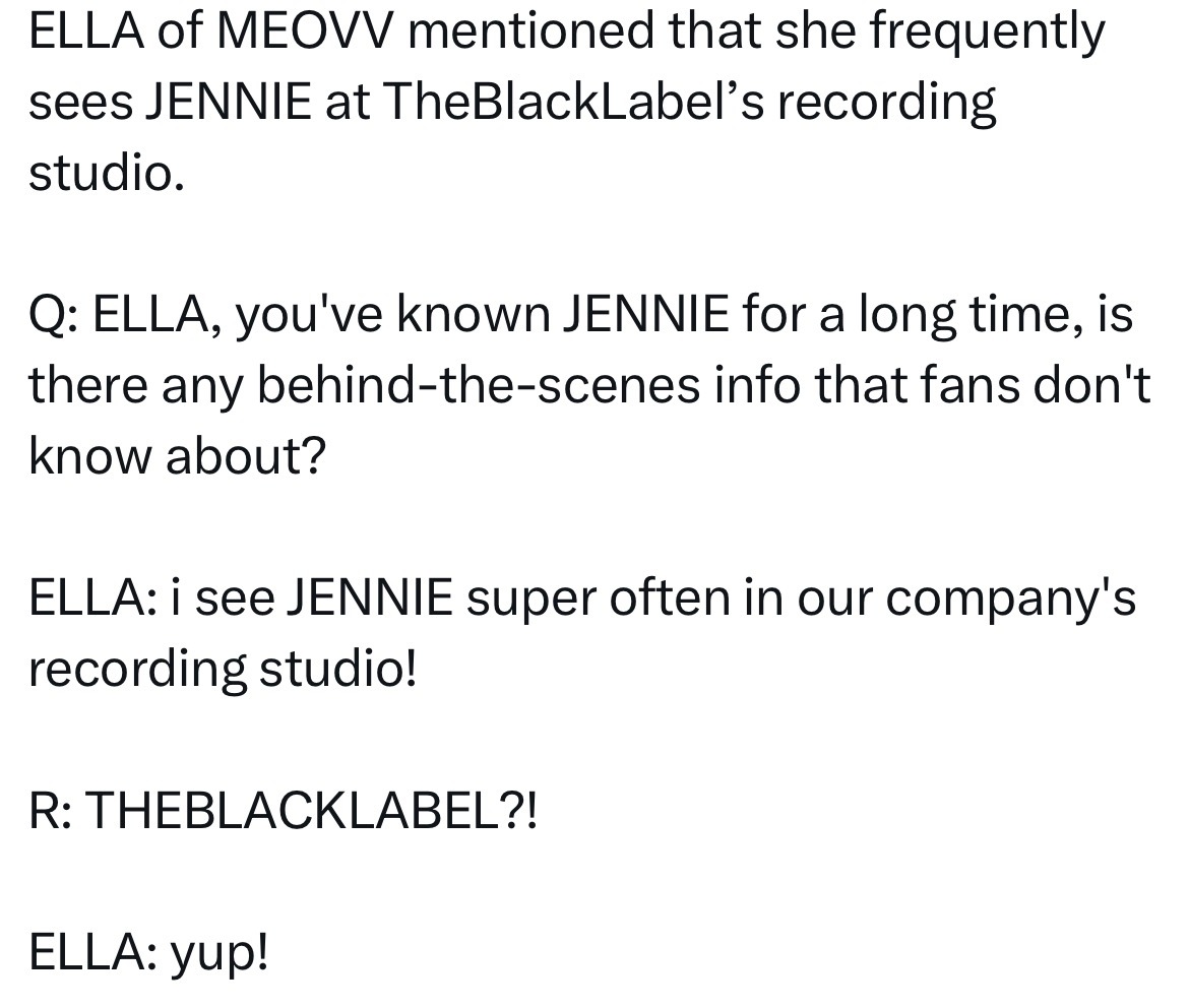MEOVV 的 ELLA 提到她经常在 TheBlackLabel 的录音室看到