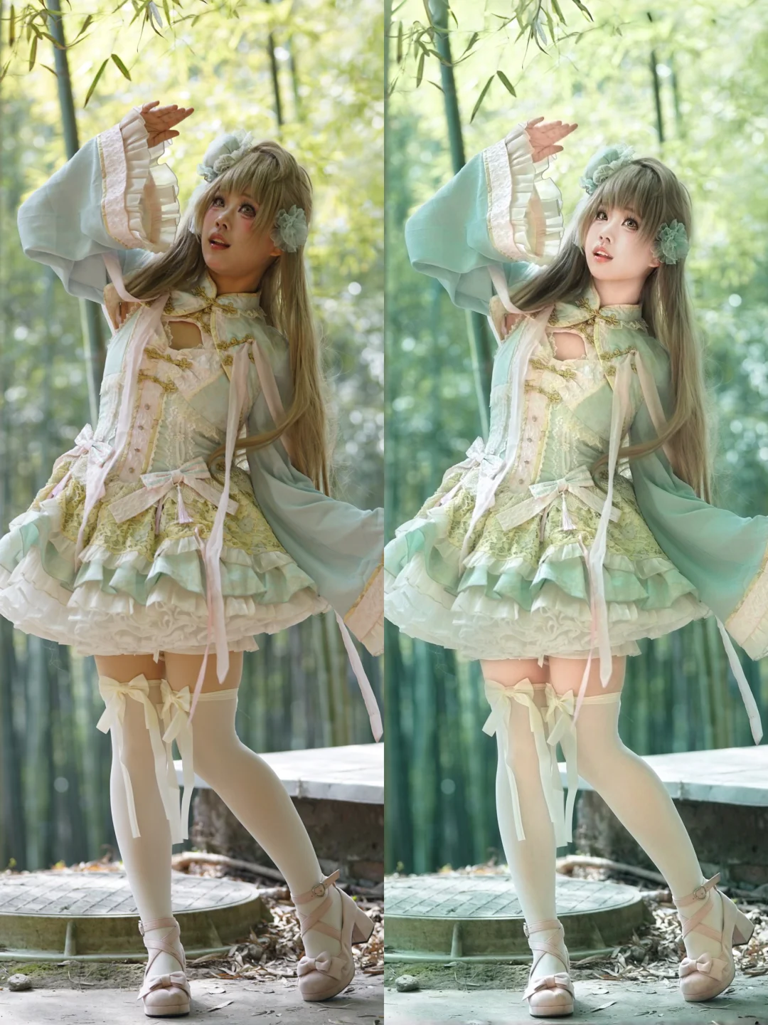 lolita修图调色前后对比图