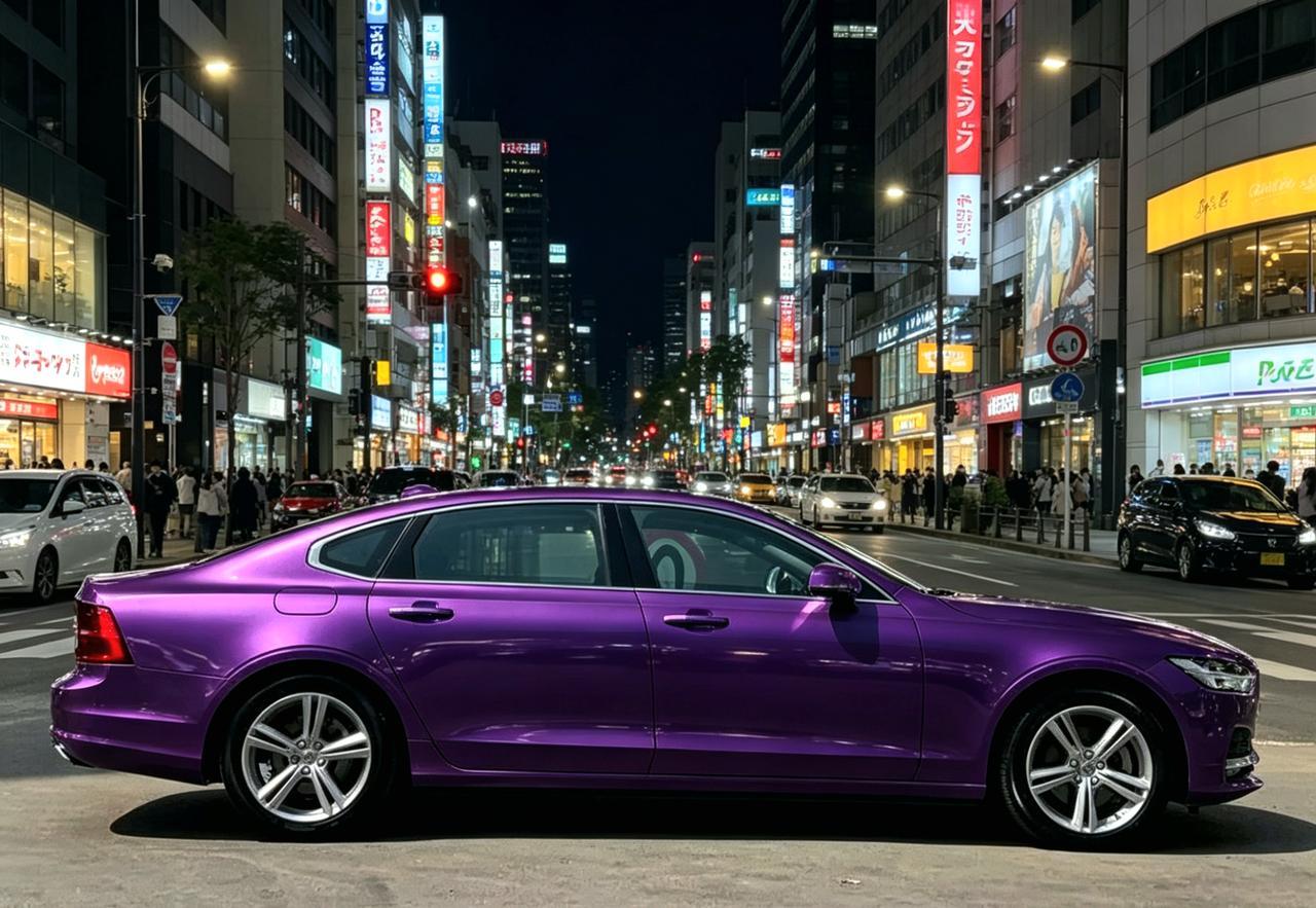 这是沃尔沃s90一个比较少见的版本。但是这台车却是s90的致远车型。这是一台紫色