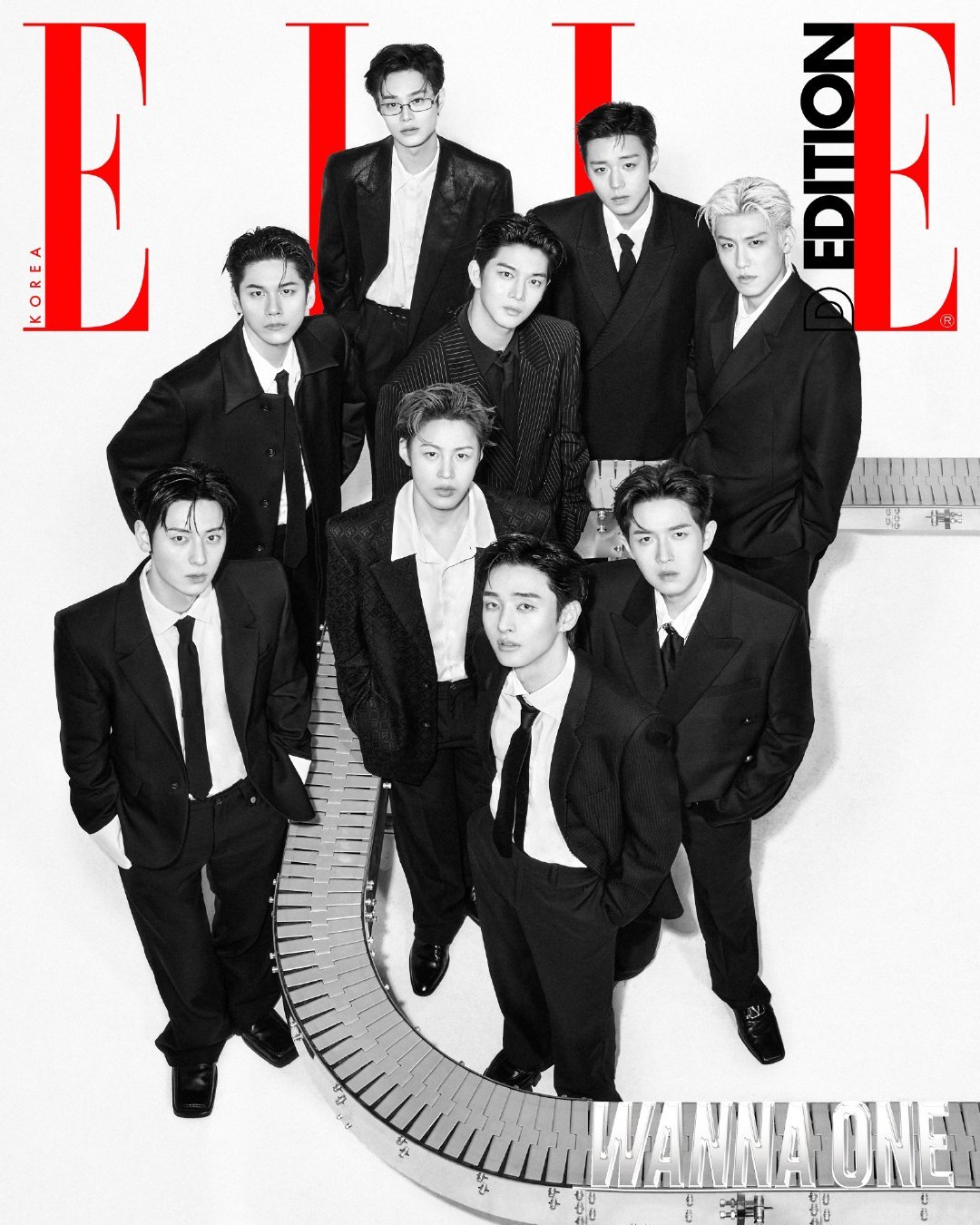 WANNAONE九位成员合体拍摄ELLE 六月刊大片，一些时代的眼泪🥲