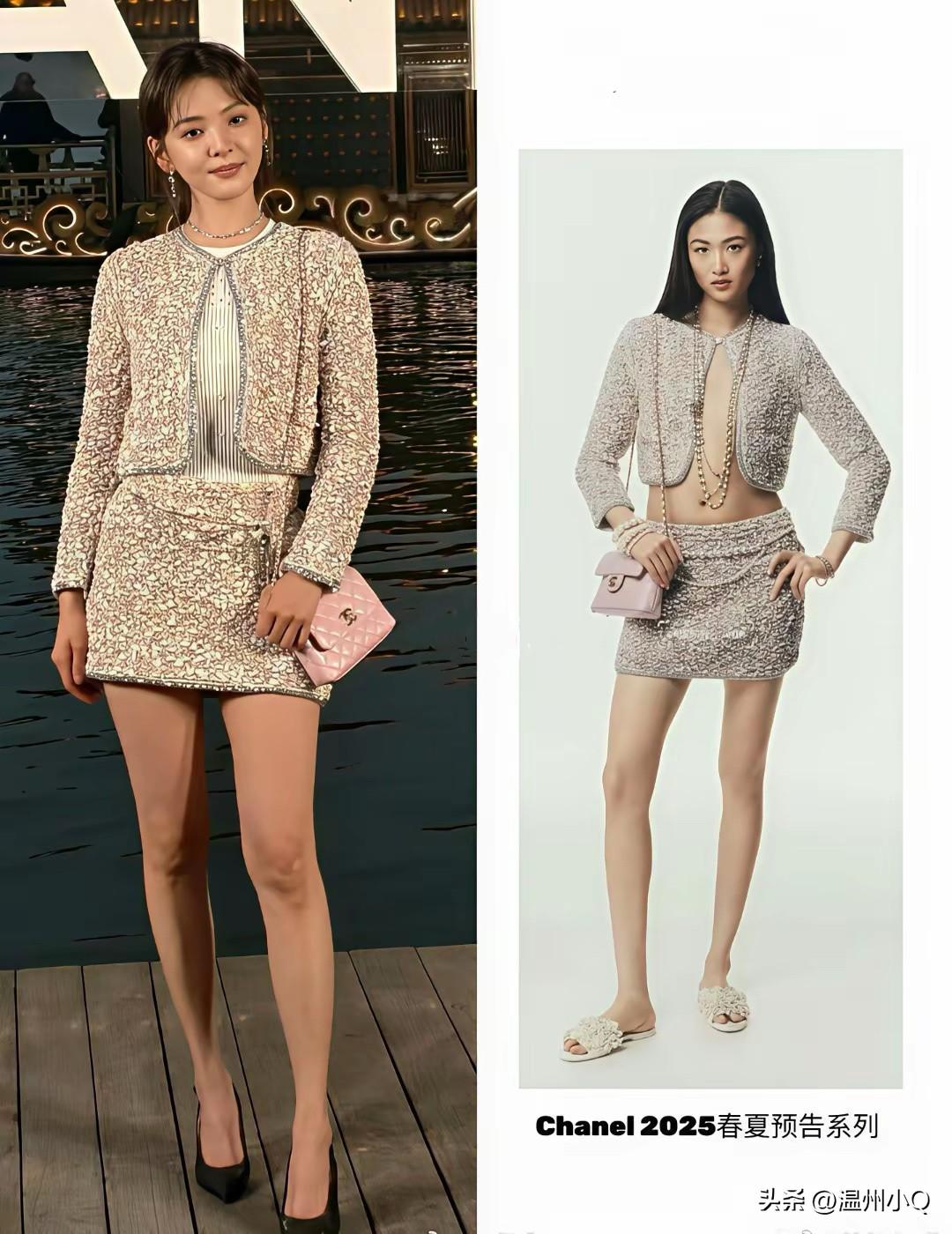 章若楠在外套里面加打底是意料之中的事情，我实在想不到哪个内娱女星敢和模特一样直接