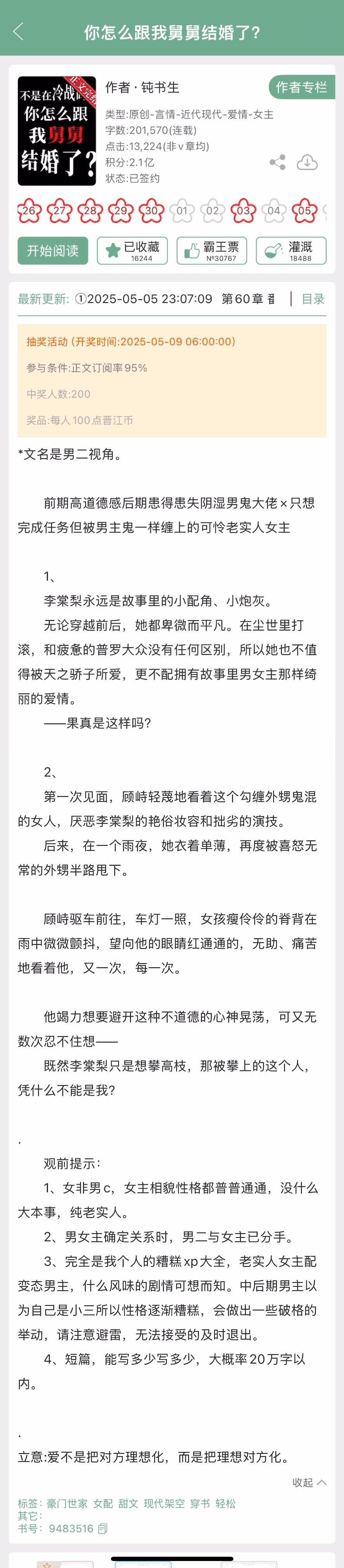 钝书生的《你怎么跟我舅舅结婚了》完结啦！前期高道德感后期患得患失的阴湿男鬼大佬x