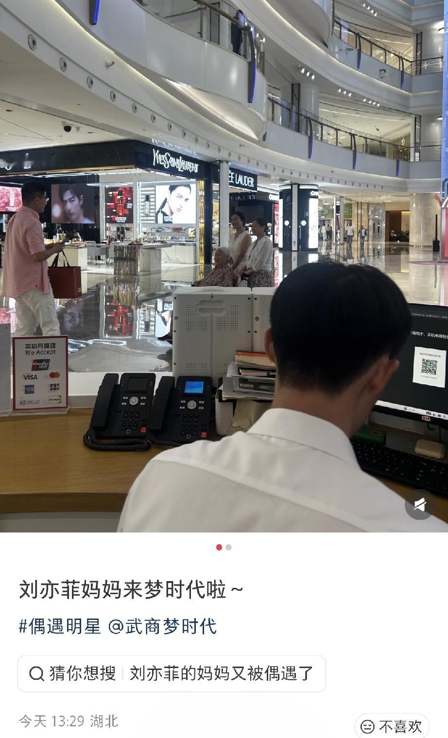 6月24日，刘亦菲的母亲和姥姥一起现身武汉的武商梦时代广场，刘晓莉气质很好，不像