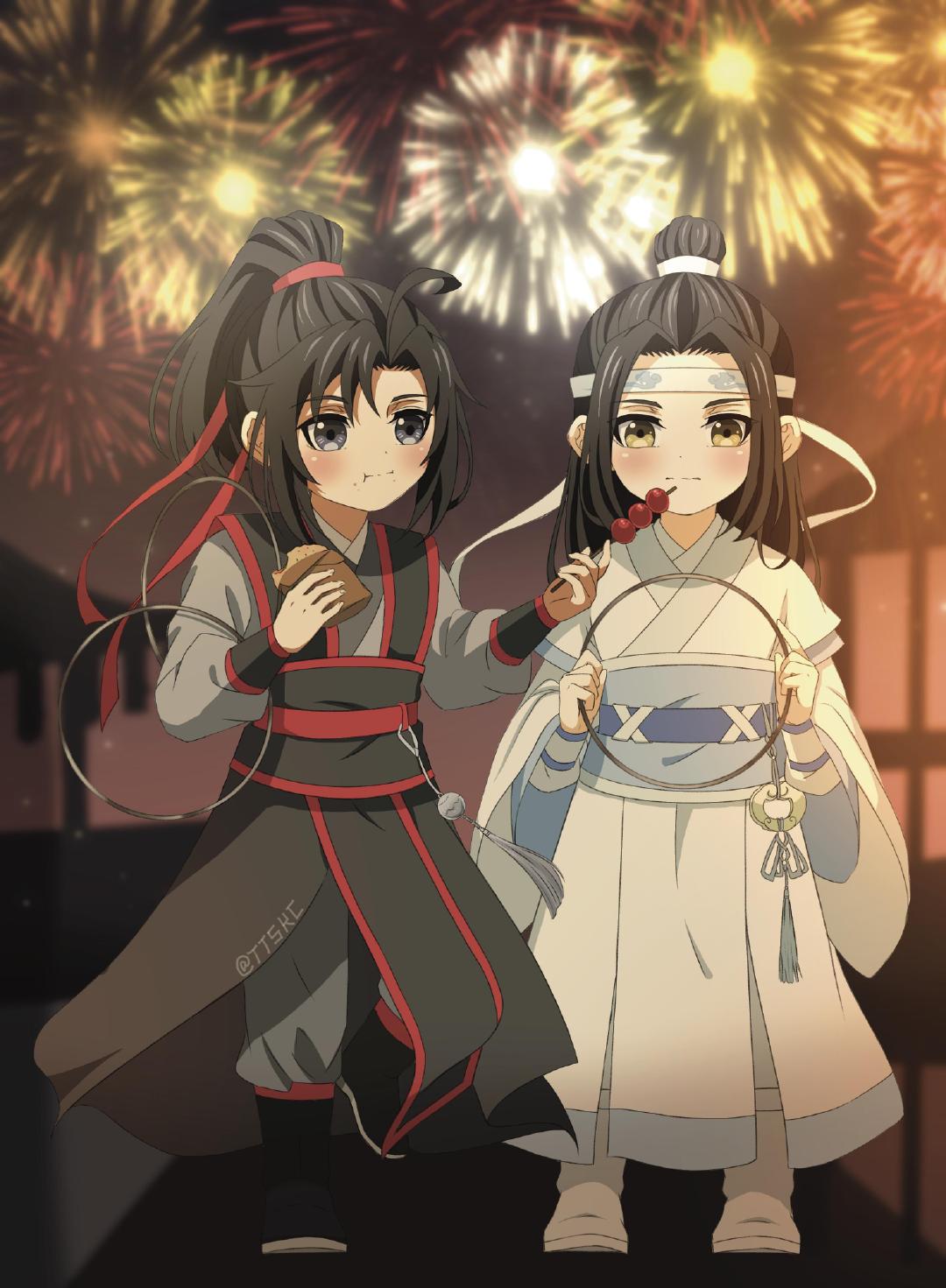 魔道祖师  魔道祖师动画  瞑昏千盏嬉童稚，兰夜映霄两无猜！汪叽羡羡七夕快乐[哇