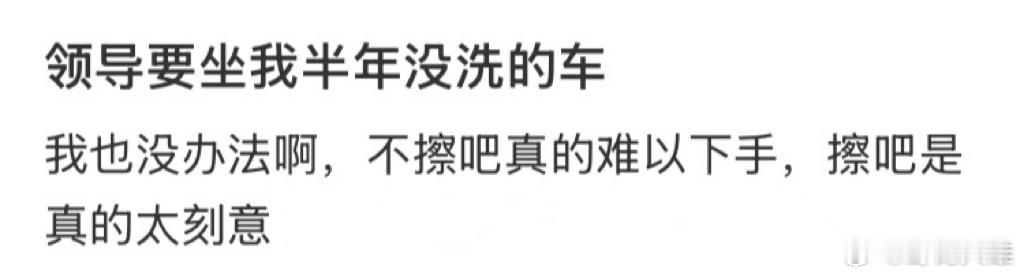 领导要坐我半年没洗的车… 