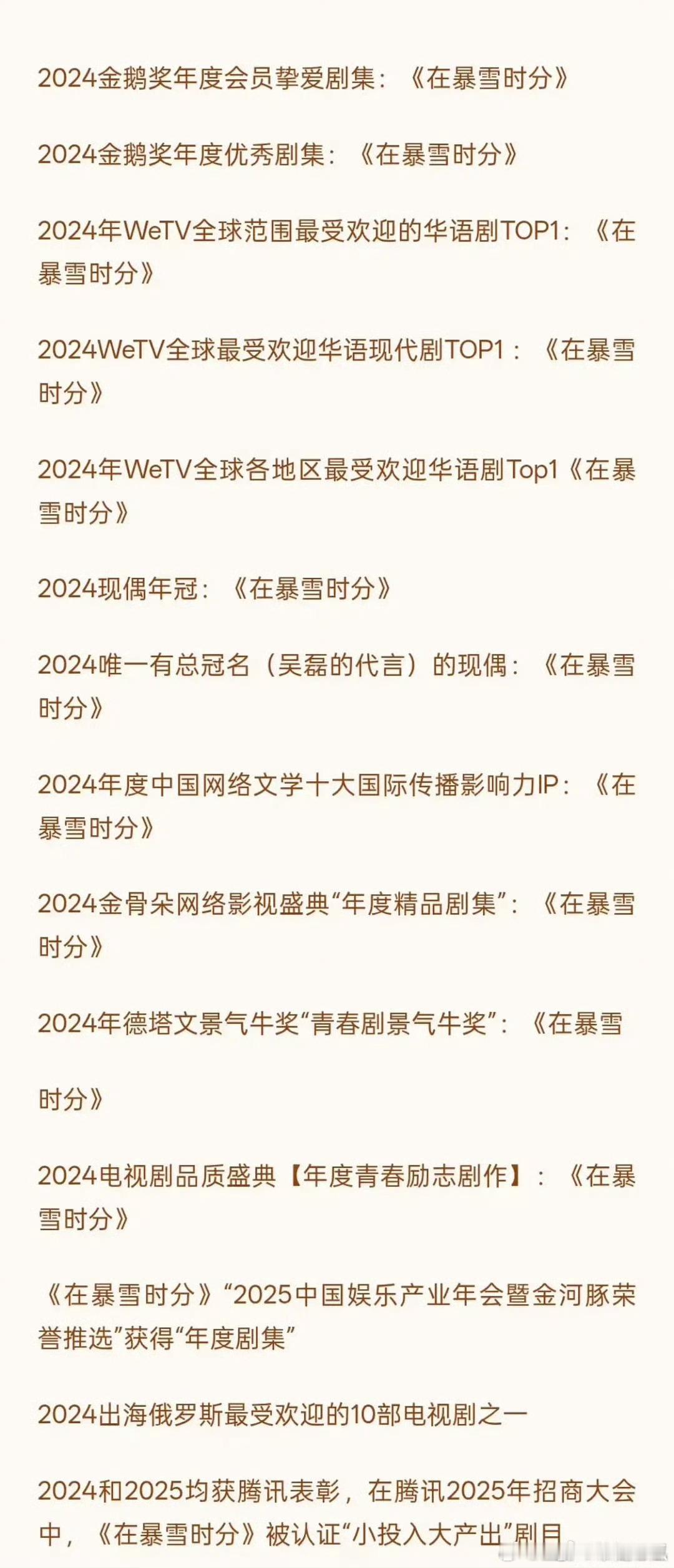 吴磊《在暴雪时分》的成绩，好多荣誉，真的有被低估了 ​​​