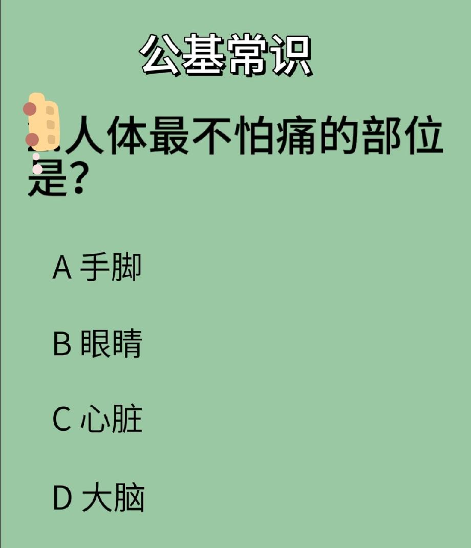  这道公基题太反常识！人体最不怕痛的部位是啥？我猜“心脏”被朋友笑了，你选对了吗