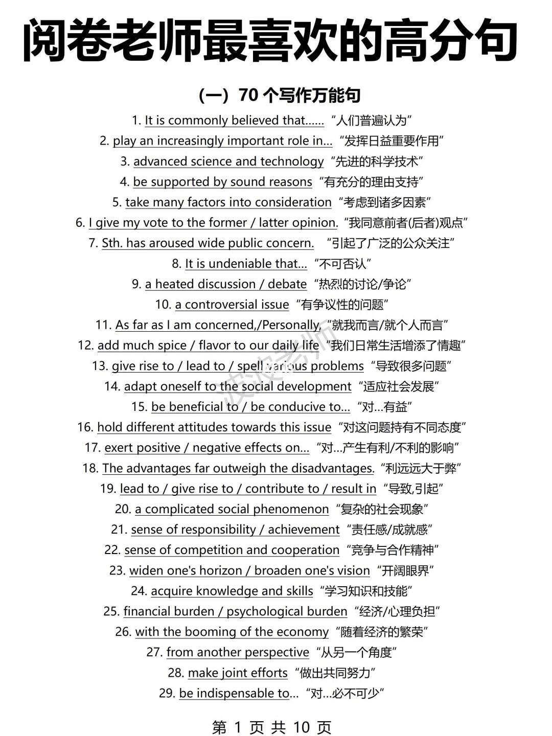 背背背！背了它，你的写作就稳了！狠狠拿高分！
