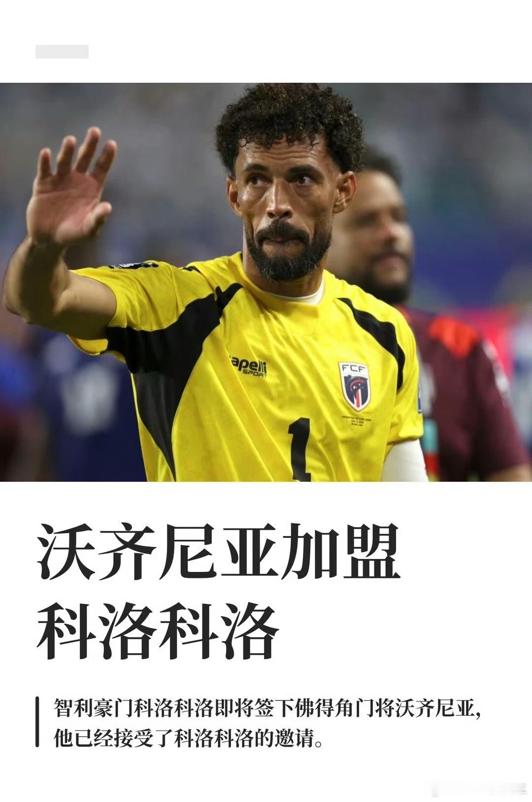 佛得角门将再就业这次美加墨世界杯让大家认识了佛得角，表现出色的门将沃齐尼亚也受到