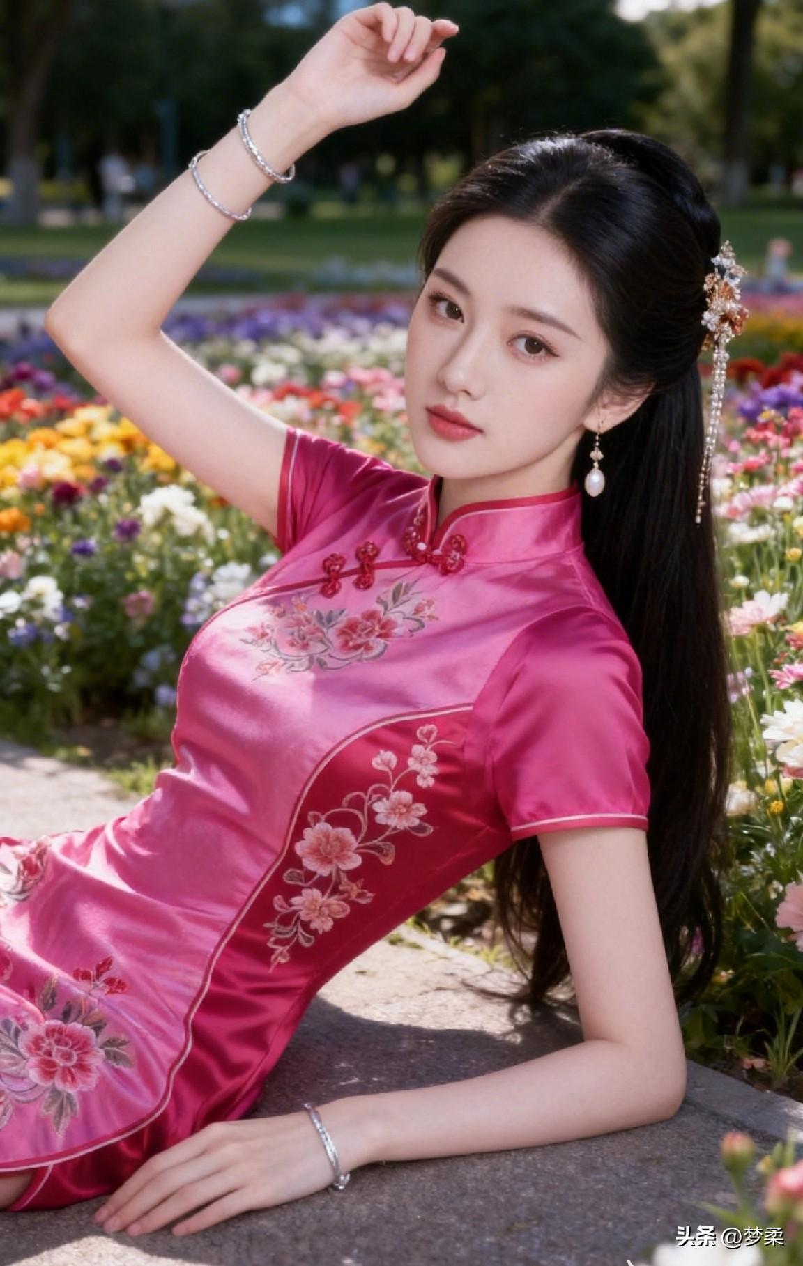 旗袍美女模特户外写真美女旗袍照 旗袍美人像