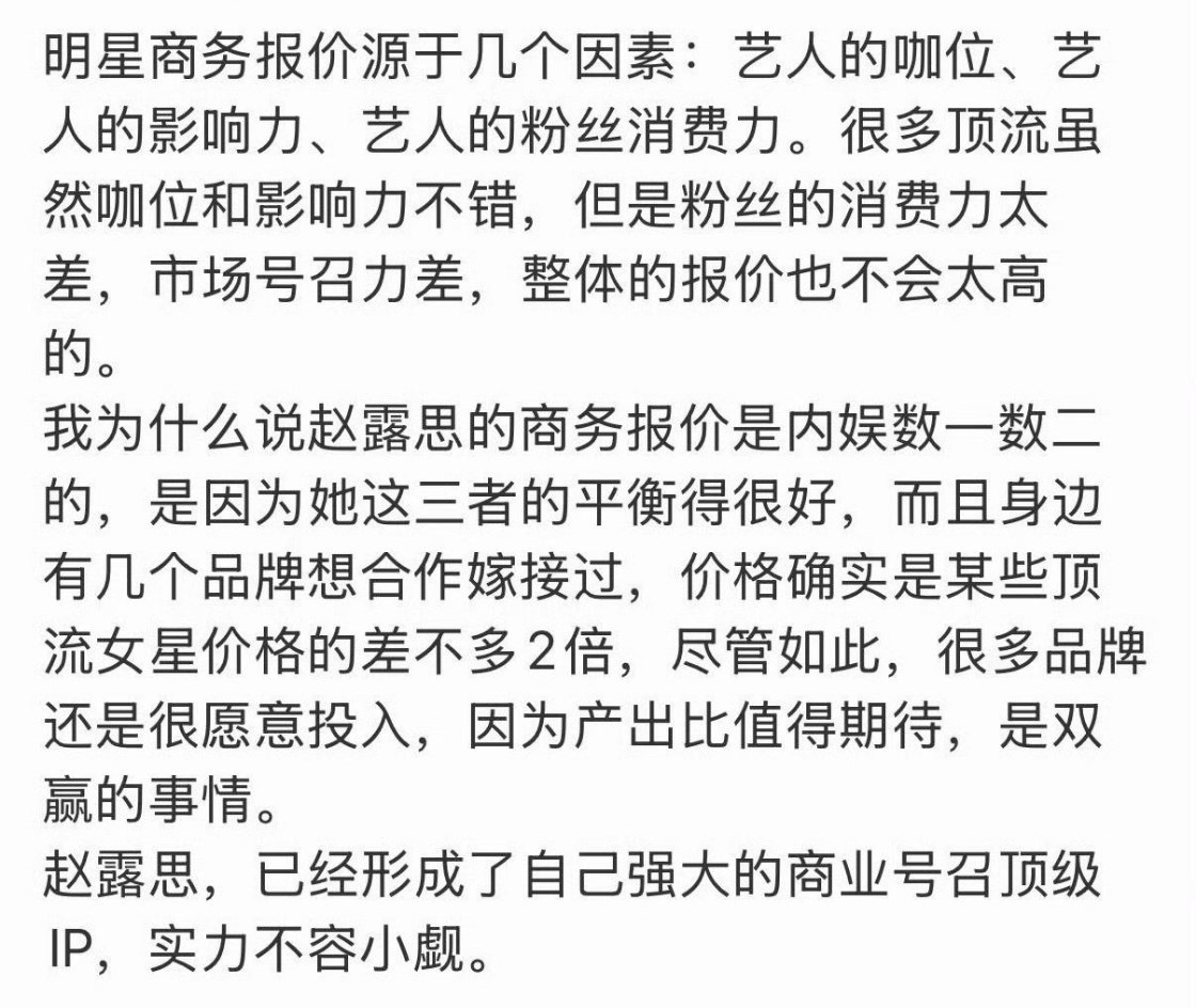 赵露思顶级商业号召力 ​​​