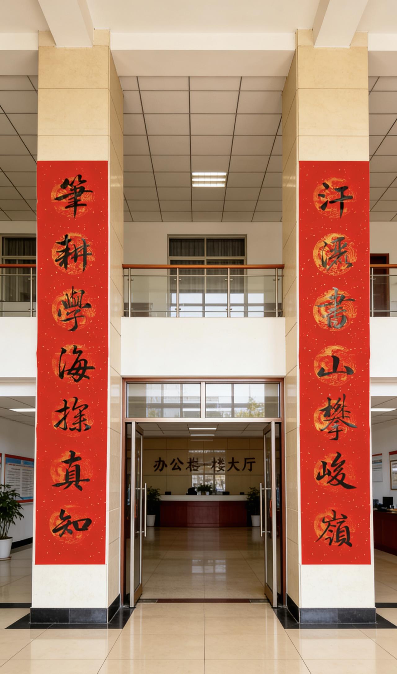 这是我最近写的春联。用AL制作后贴在门上感觉效果还不错。常听人说:“字怕上墙”，