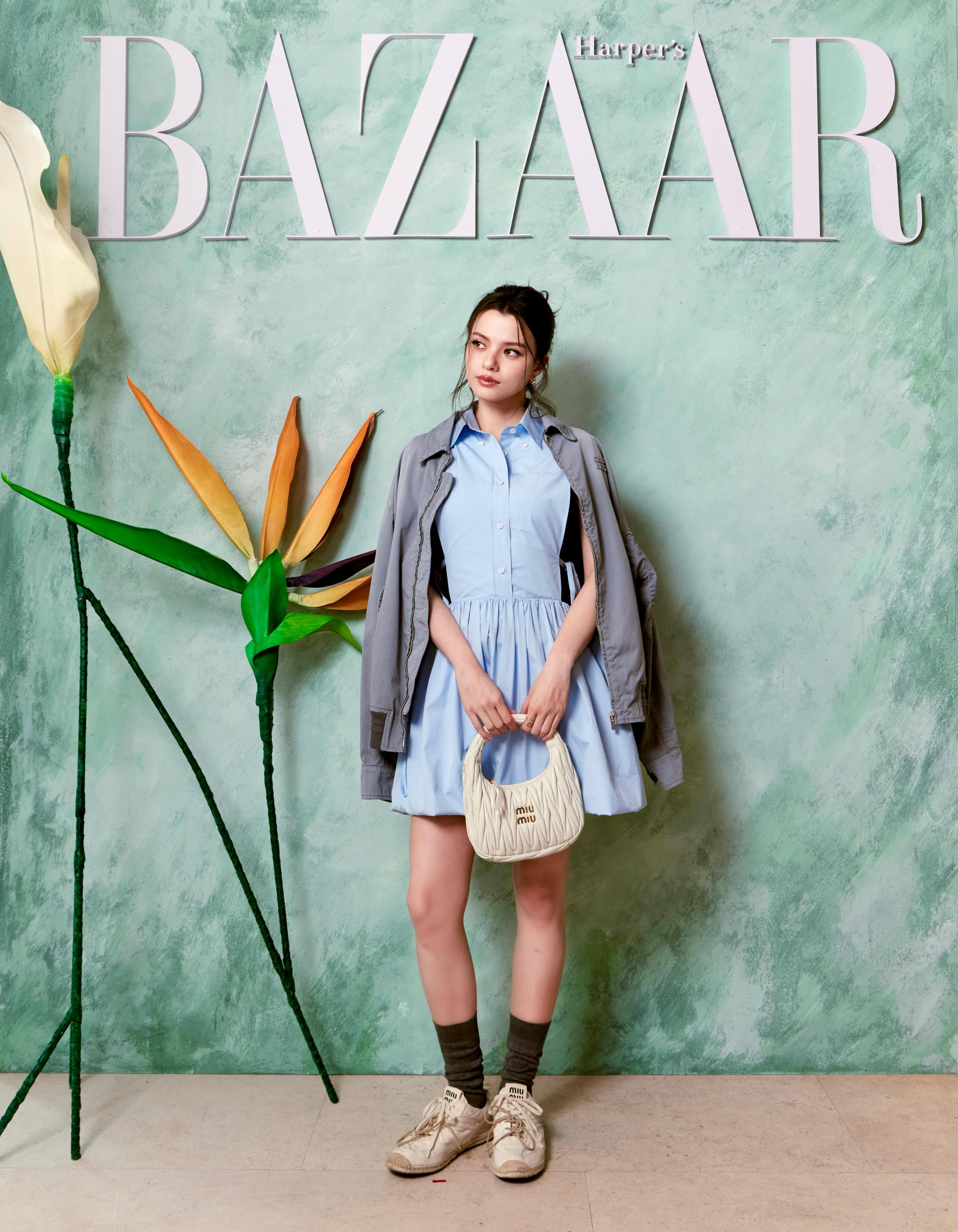 Becky Armstrong 🩵💙in Miu Miu & Shiseid