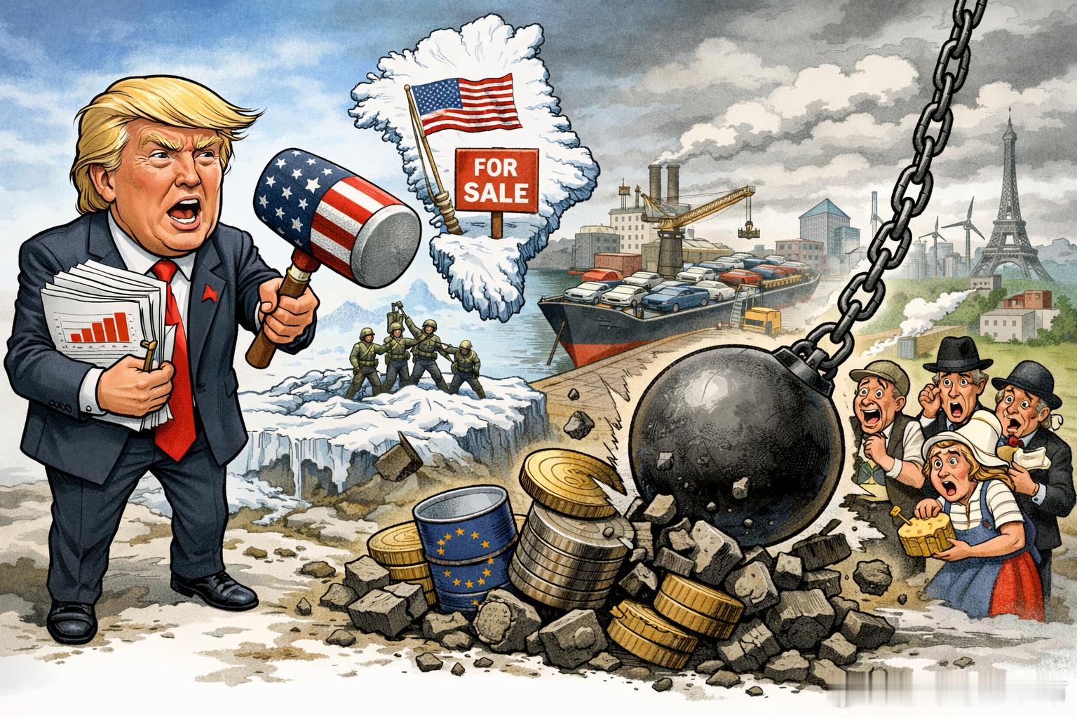 特朗普称将对法国葡萄酒和香槟征收200%关税特朗普关税牌直指格陵兰：高盛把欧洲八