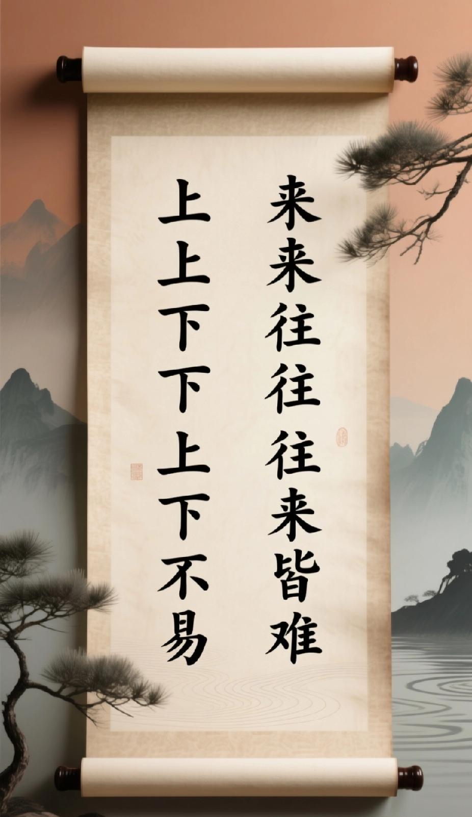 下联：来来往往往来皆难。
横批请君赐墨[比心]