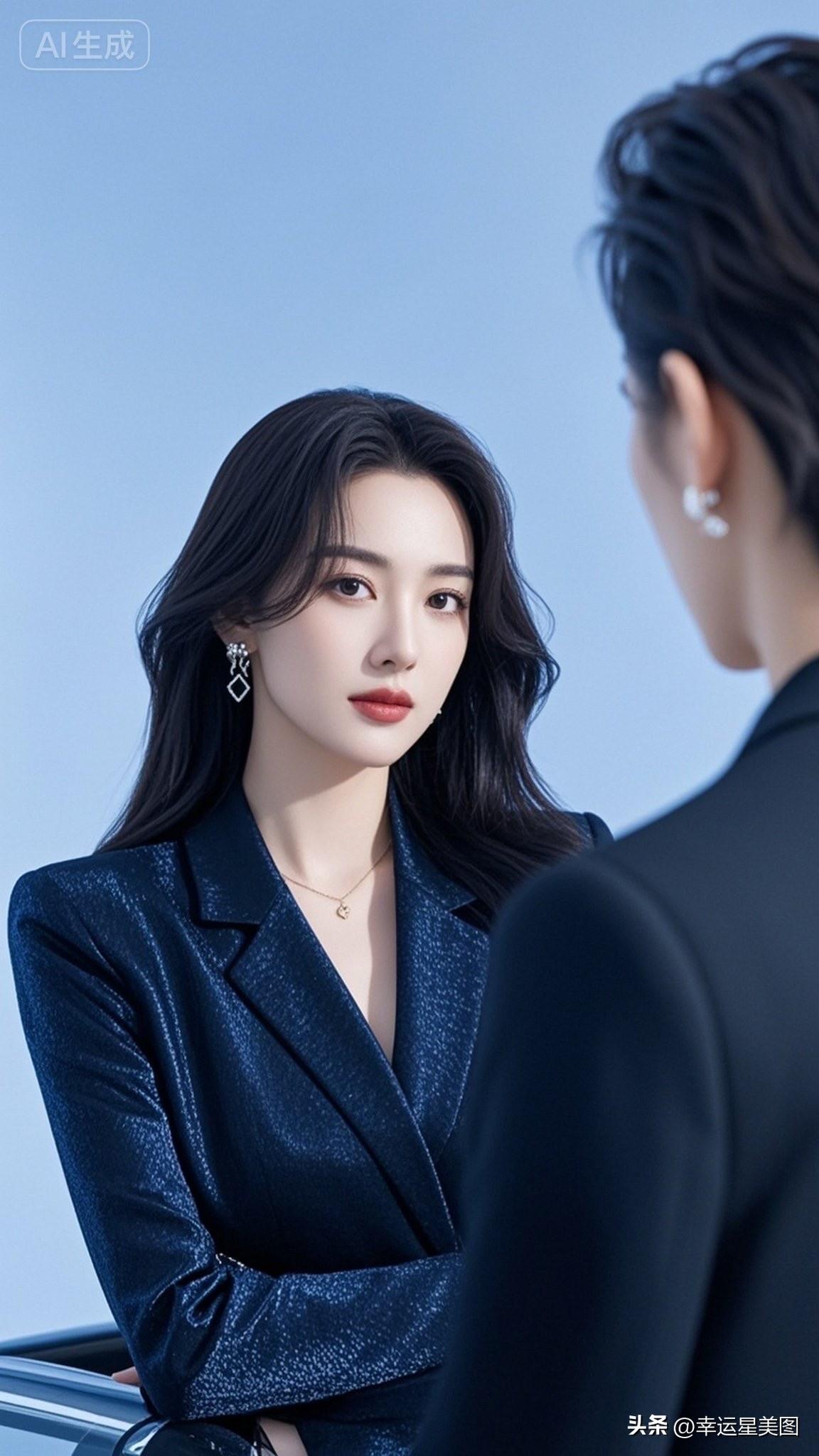 梦幻蓝裙晚宴，闪耀珠宝，优雅气质，红毯明星风范