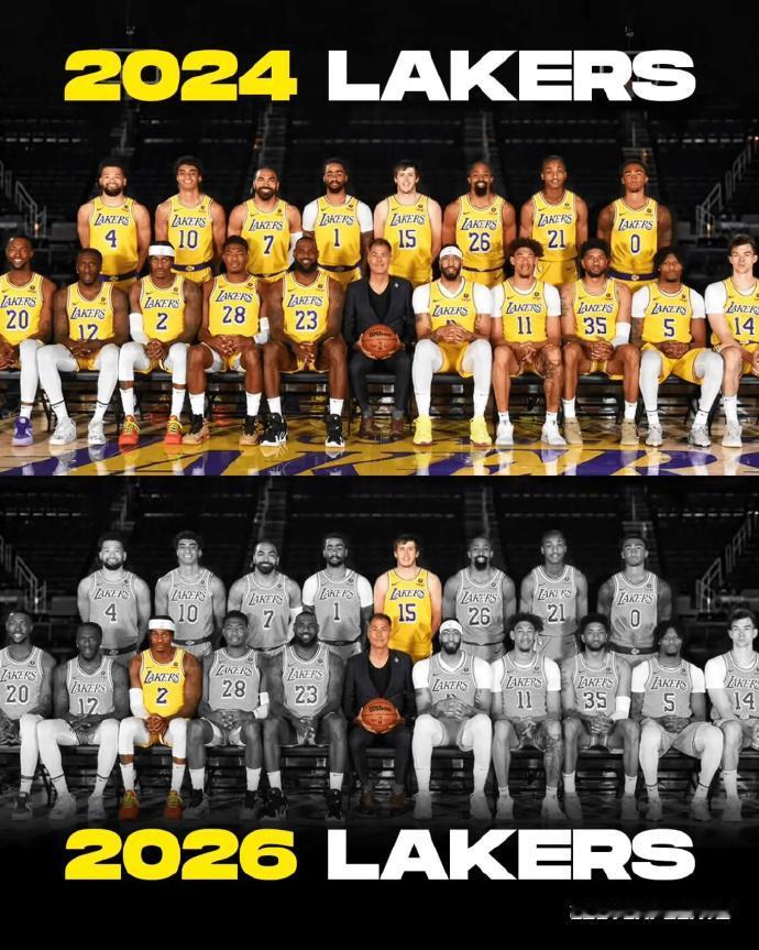 湖人 2024 合影只剩 2 人留守，阵容彻底大换血！

2024 年 4 月 