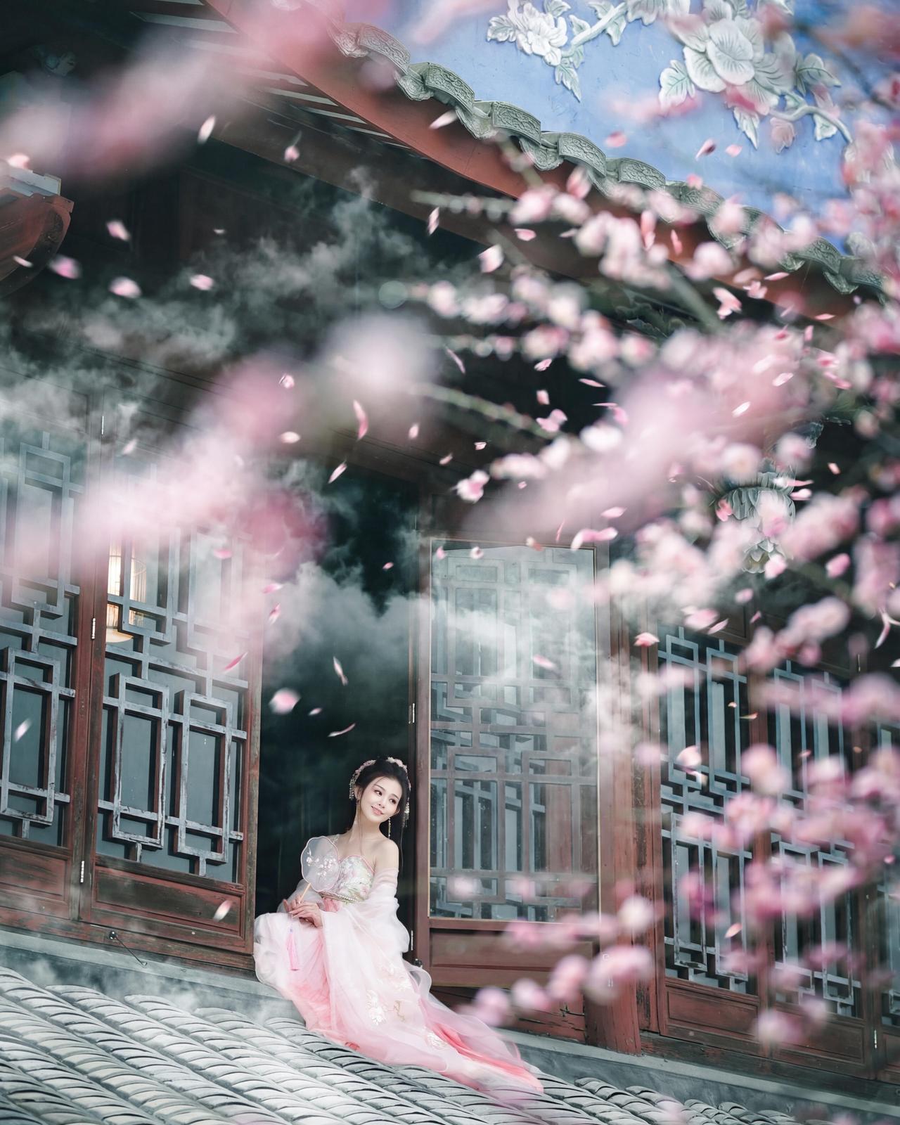 我们之所以喜欢这样的唯美作品，其核心优势在于“动静结合”的视觉张力。比如，飘落的