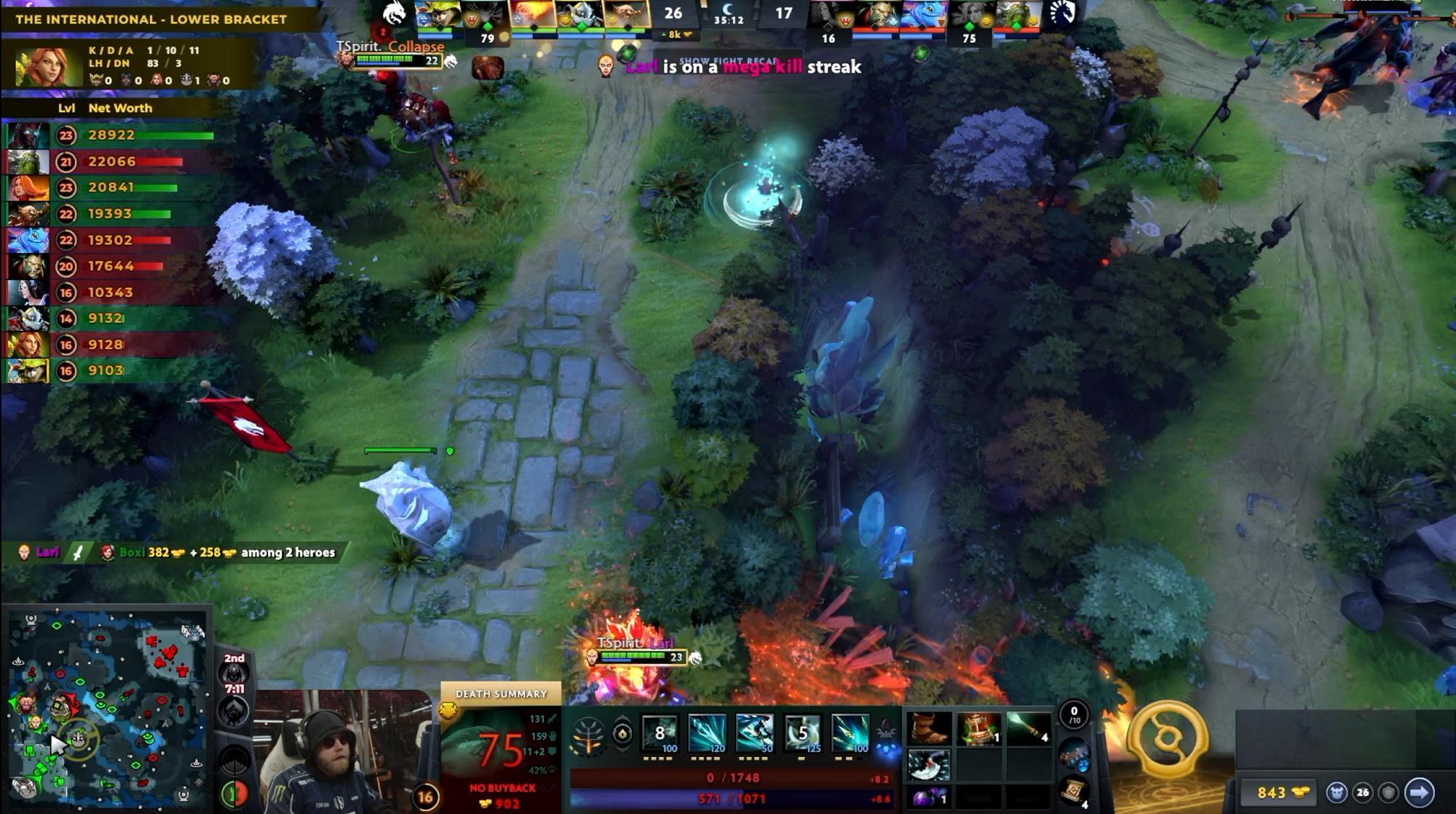 DOTA2TI15 淘汰赛败者组第二轮Spirit对阵液体战队BO3第二局，经过