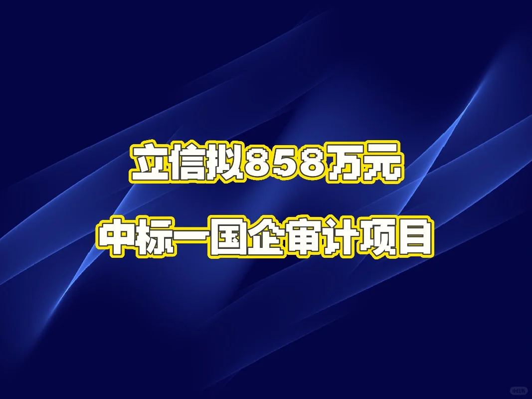 立信拟858万元  中标一国企审计项目